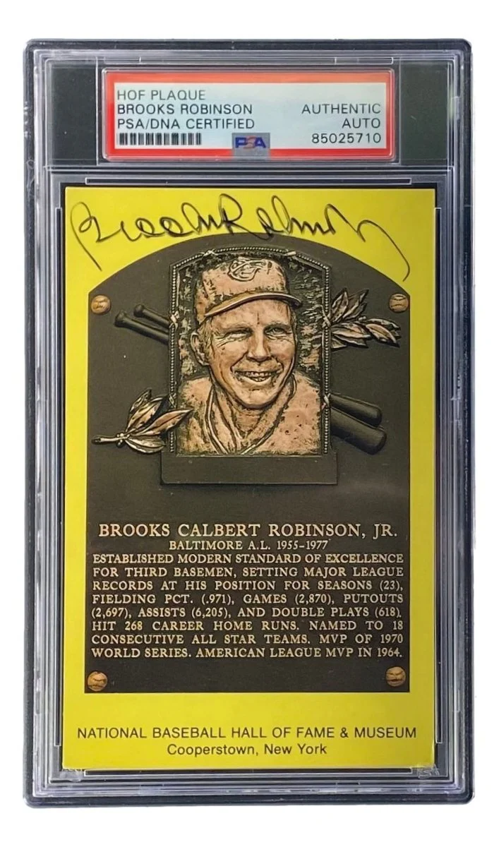 Brooks Robinson Signed 4x6 Baltimore Orioles HOF Plaque Card PSA/DNA 85025710 - Image 4
