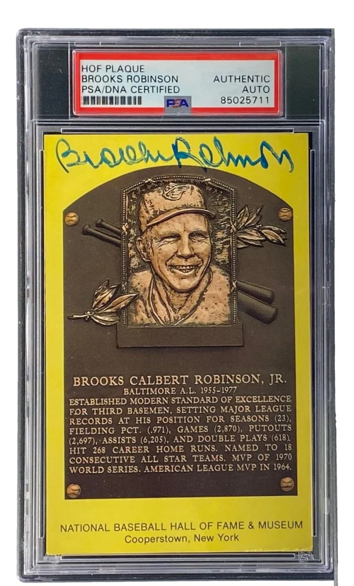 Brooks Robinson Signed 4x6 Baltimore Orioles HOF Plaque Card PSA/DNA 85025711 - Image 3