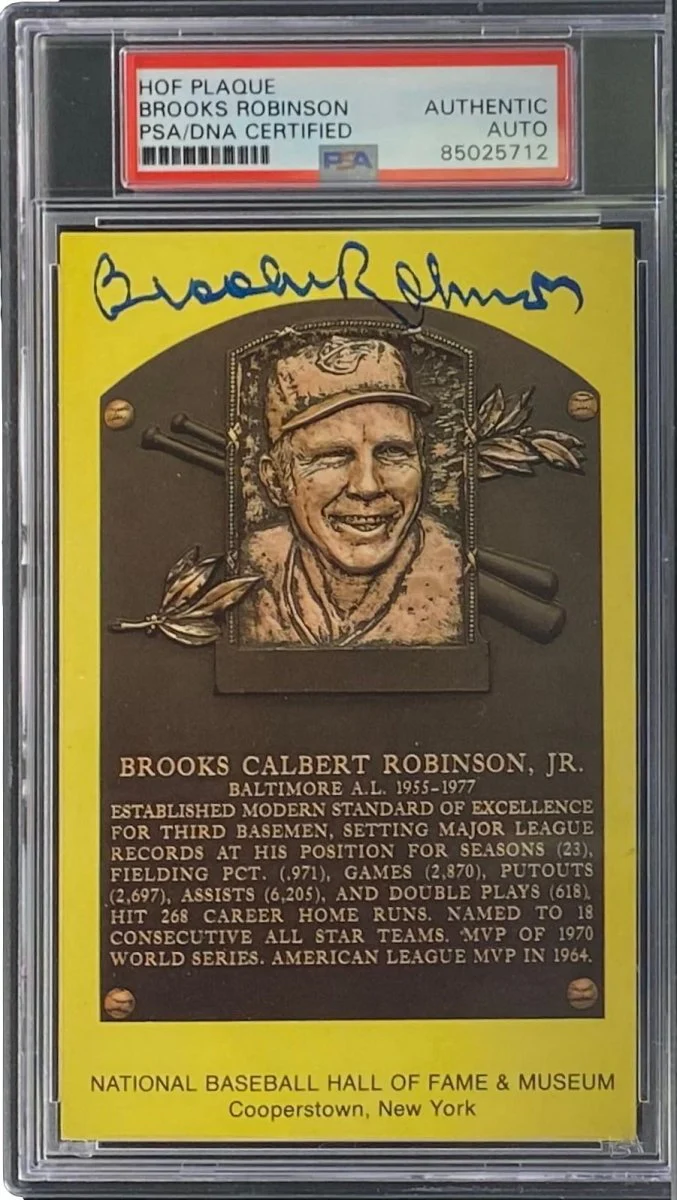 Brooks Robinson Signed 4x6 Baltimore Orioles HOF Plaque Card PSA/DNA 85025712 - Image 4