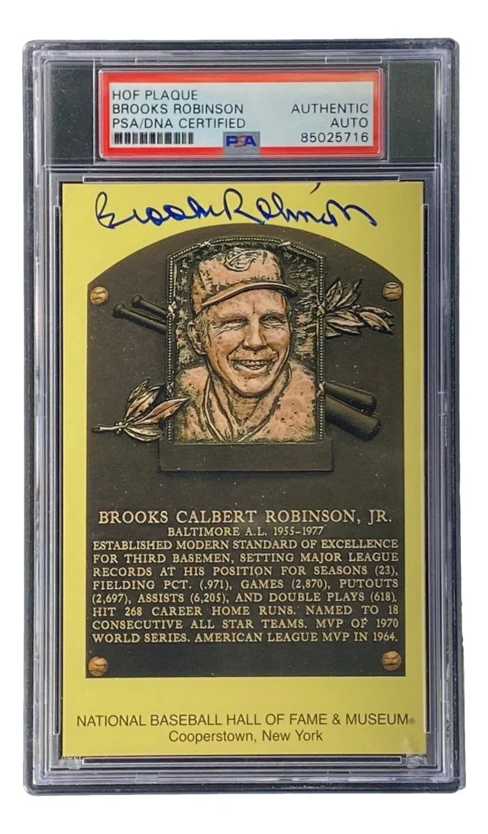 Brooks Robinson Signed 4x6 Baltimore Orioles HOF Plaque Card PSA/DNA 85025716 - Image 3