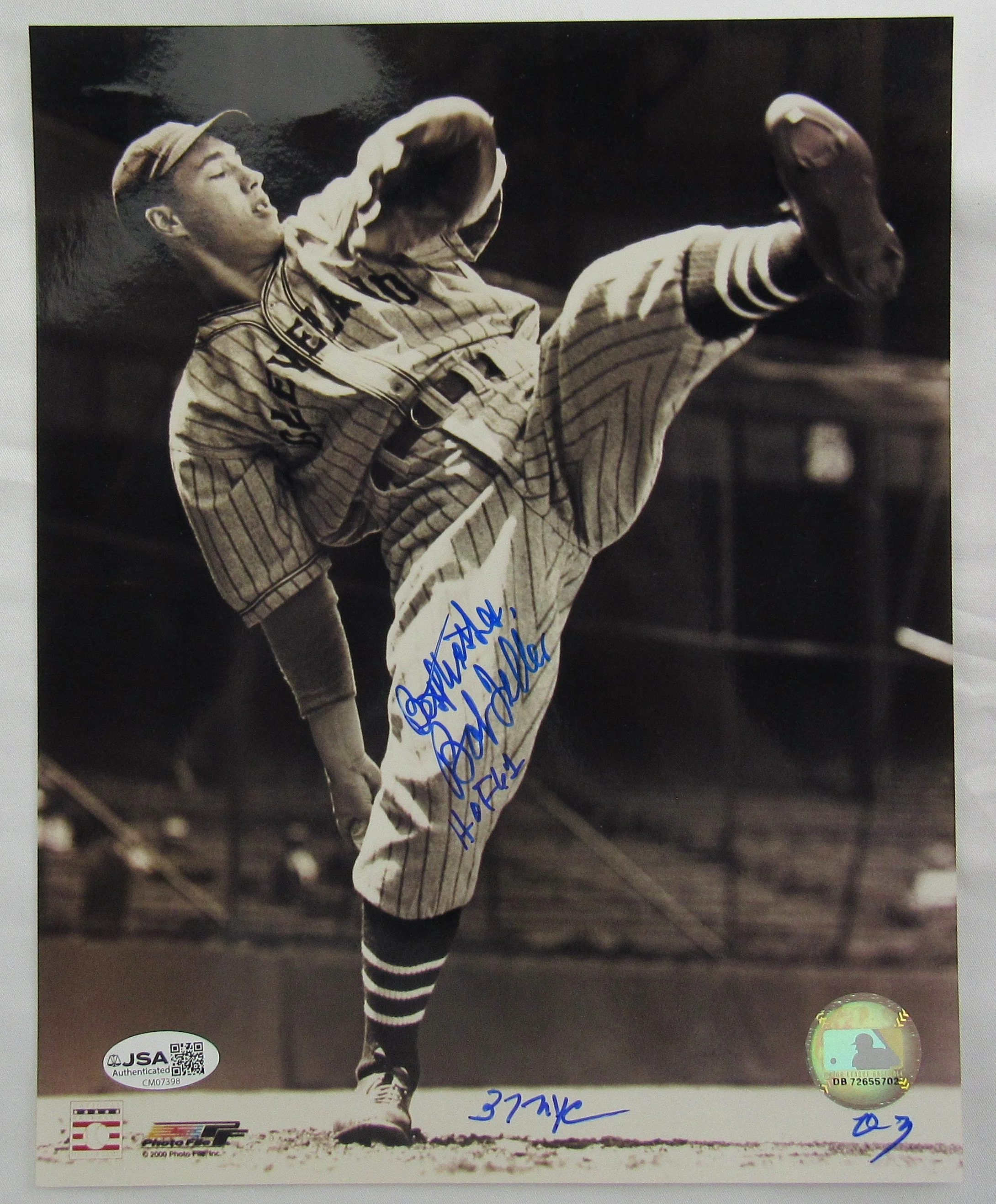 Bob Feller Signed Auto 8x10 Photo JSA CM07398 w/many inscriptions