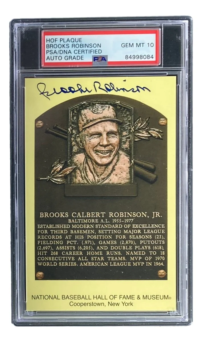 Brooks Robinson Signed Orioles Hall of Fame Plaque Postcard PSA/DNA Gem MT 10 - Image 4