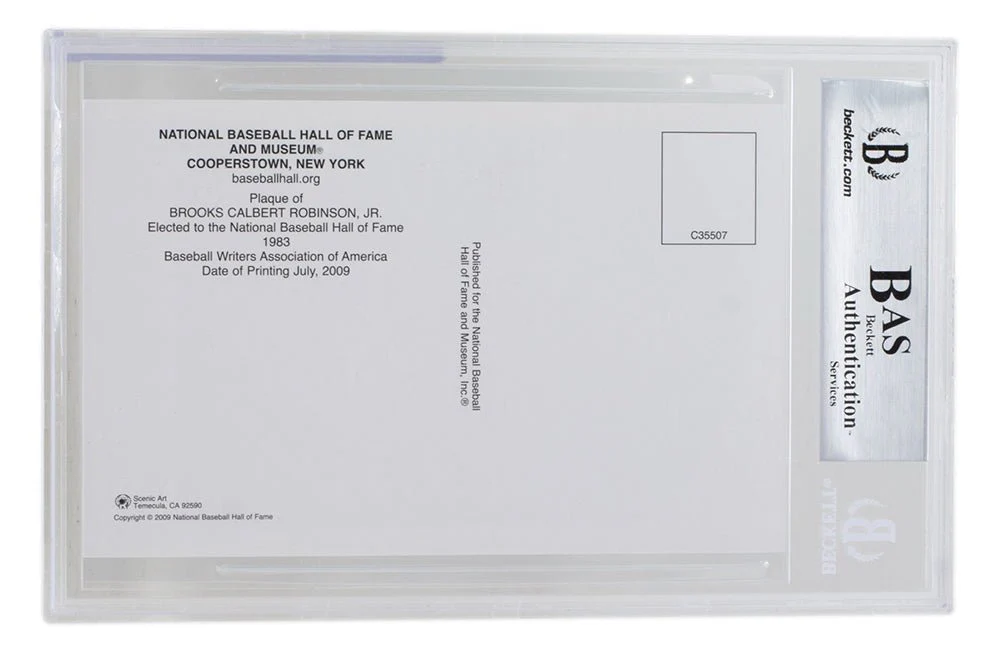 Brooks Robinson Signed Slabbed Orioles Hall of Fame Plaque Postcard BAS 090 - Image 3
