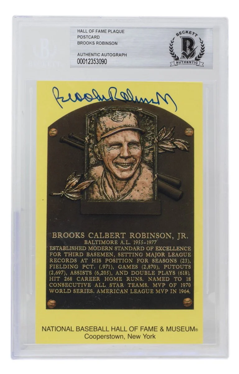 Brooks Robinson Signed Slabbed Orioles Hall of Fame Plaque Postcard BAS 090 - Image 5