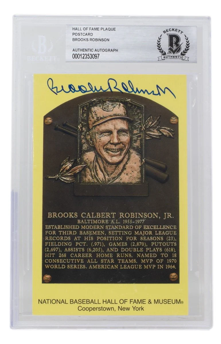 Brooks Robinson Signed Slabbed Orioles Hall of Fame Plaque Postcard BAS 097 - Image 4