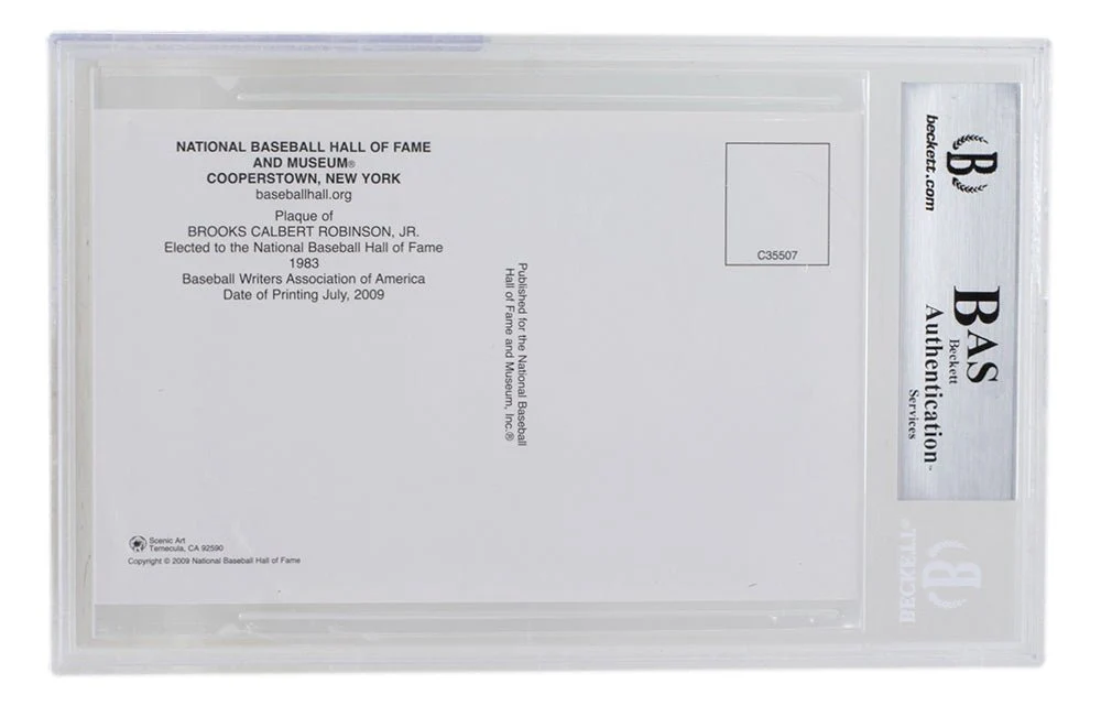 Brooks Robinson Signed Slabbed Orioles Hall of Fame Plaque Postcard BAS 108 - Image 3