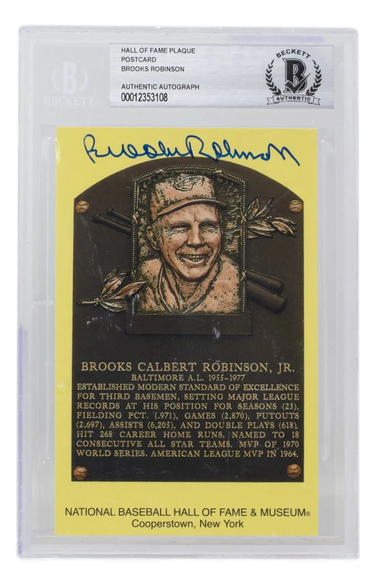 Brooks Robinson Signed Slabbed Orioles Hall of Fame Plaque Postcard BAS 108 - Image 4
