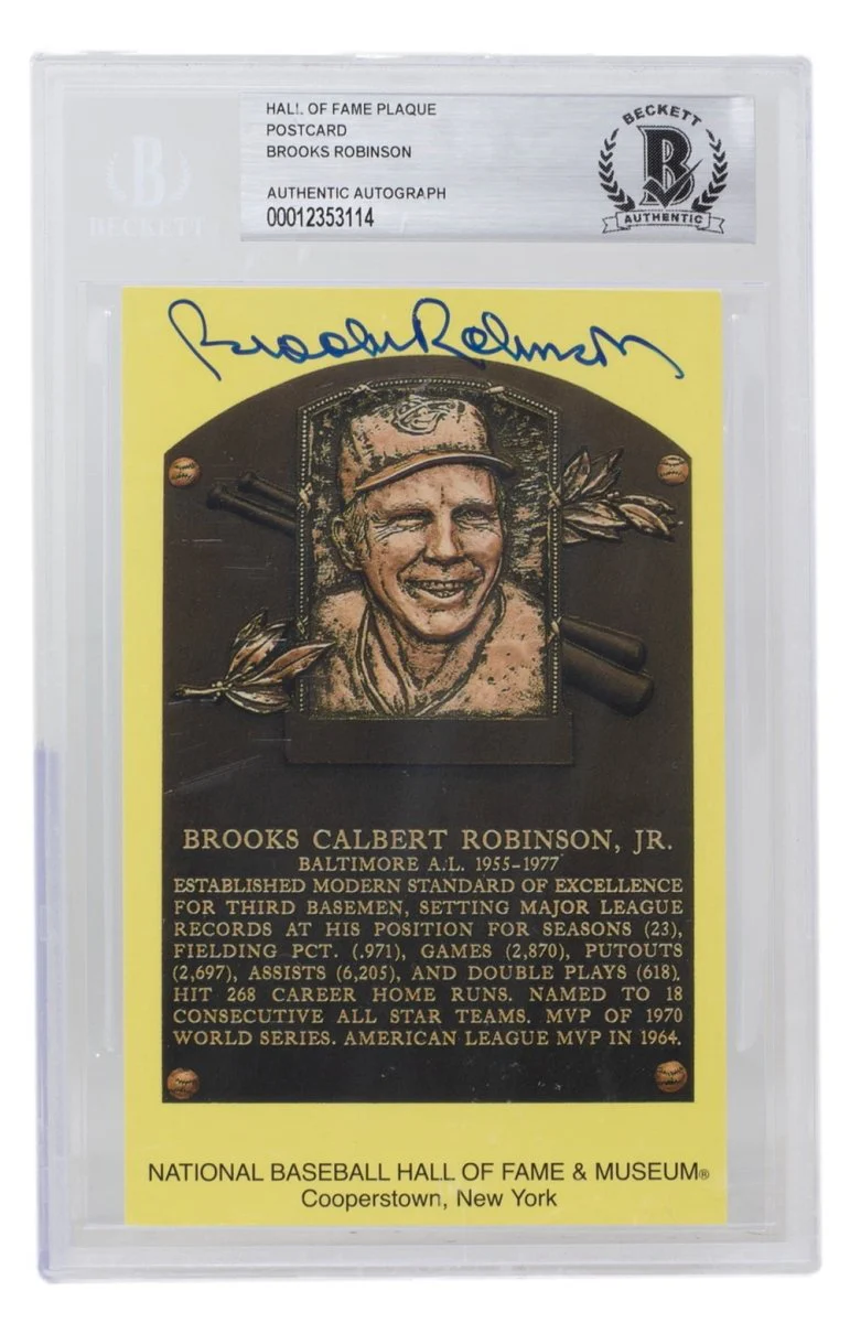 Brooks Robinson Signed Slabbed Orioles Hall of Fame Plaque Postcard BAS 114 - Image 5