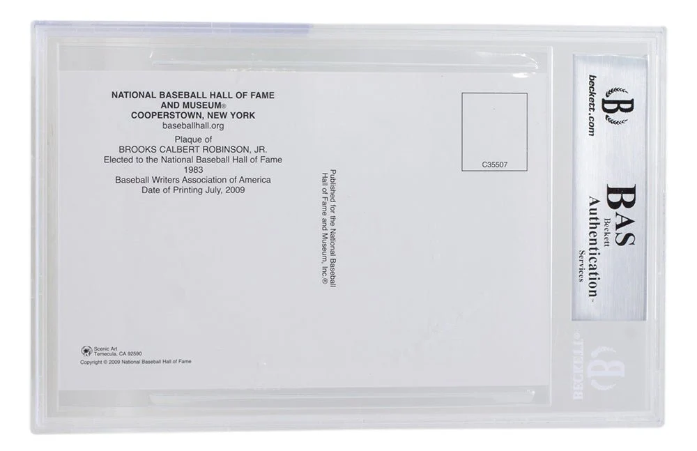 Brooks Robinson Signed Slabbed Orioles Hall of Fame Plaque Postcard BAS 115 - Image 3