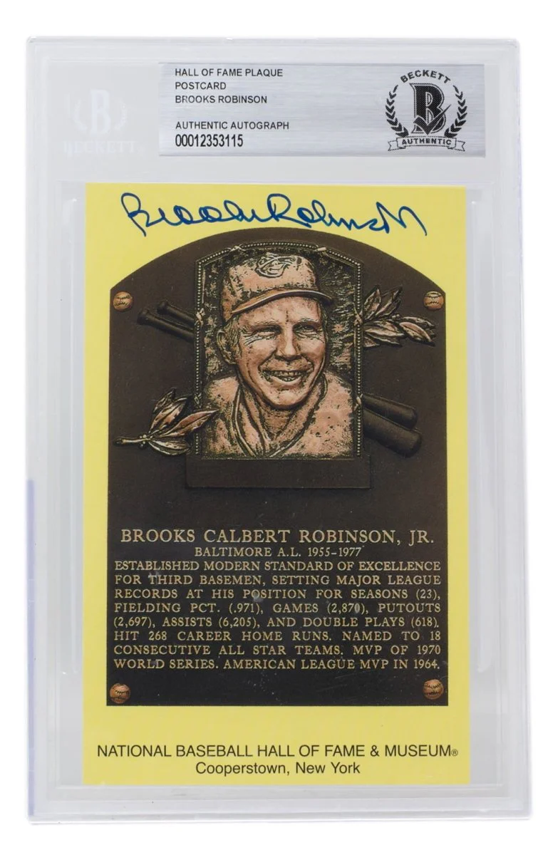 Brooks Robinson Signed Slabbed Orioles Hall of Fame Plaque Postcard BAS 115 - Image 5