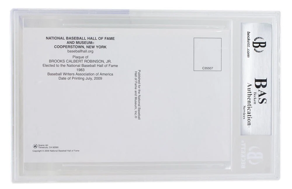 Brooks Robinson Signed Slabbed Orioles Hall of Fame Plaque Postcard BAS 117 - Image 3