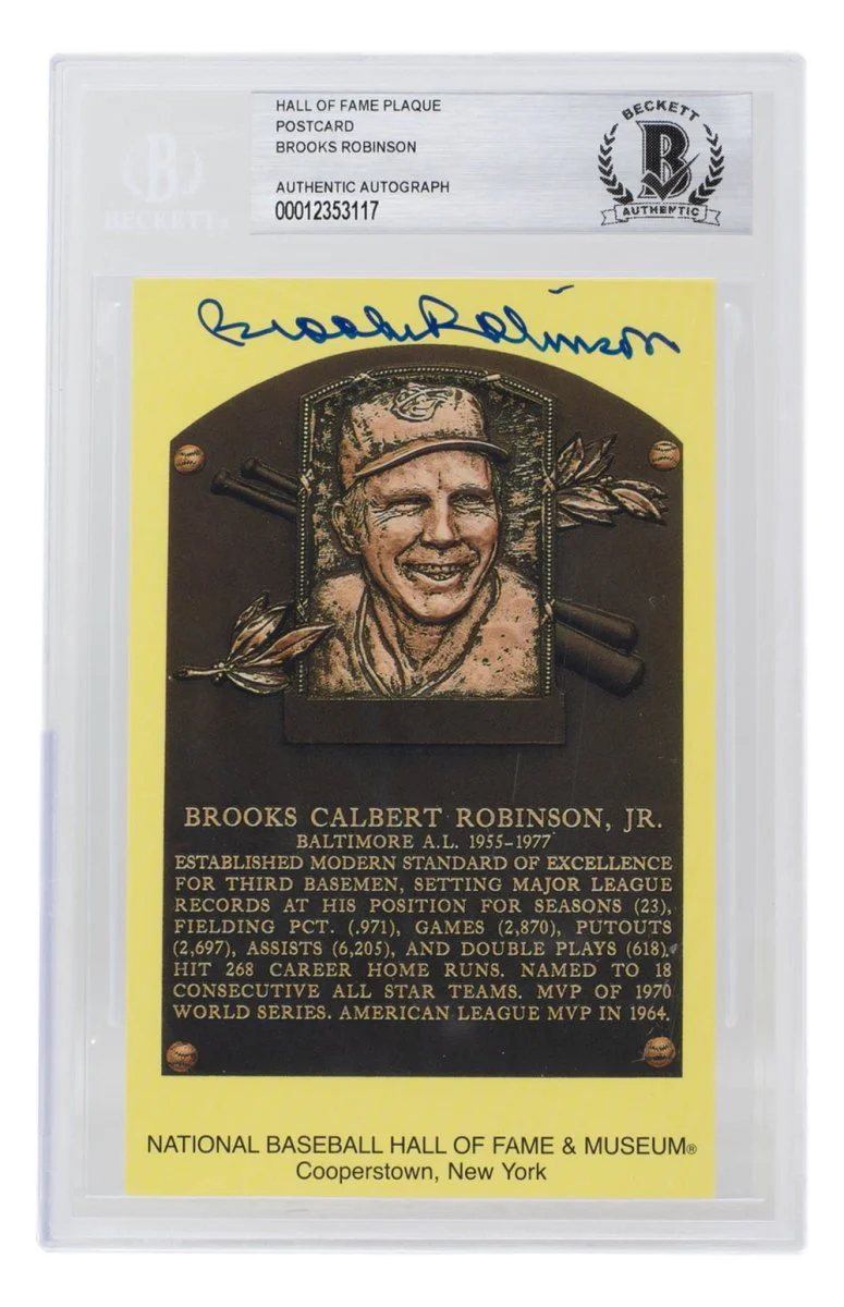 Brooks Robinson Signed Slabbed Orioles Hall of Fame Plaque Postcard BAS 117 - Image 5