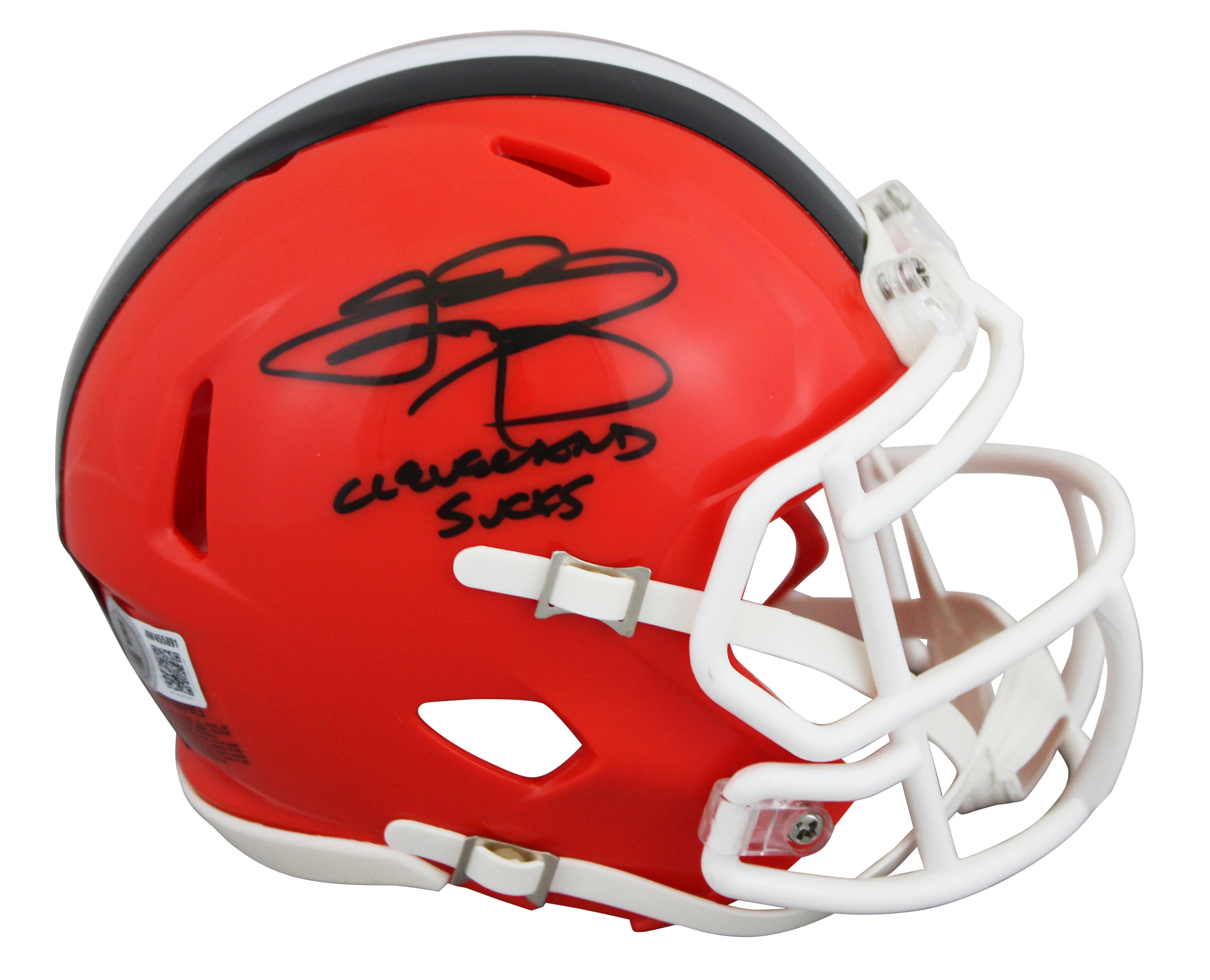 Browns Johnny Manziel "Cleveland Sucks" Signed 2024 Speed Mini Helmet BAS Wit - Image 2