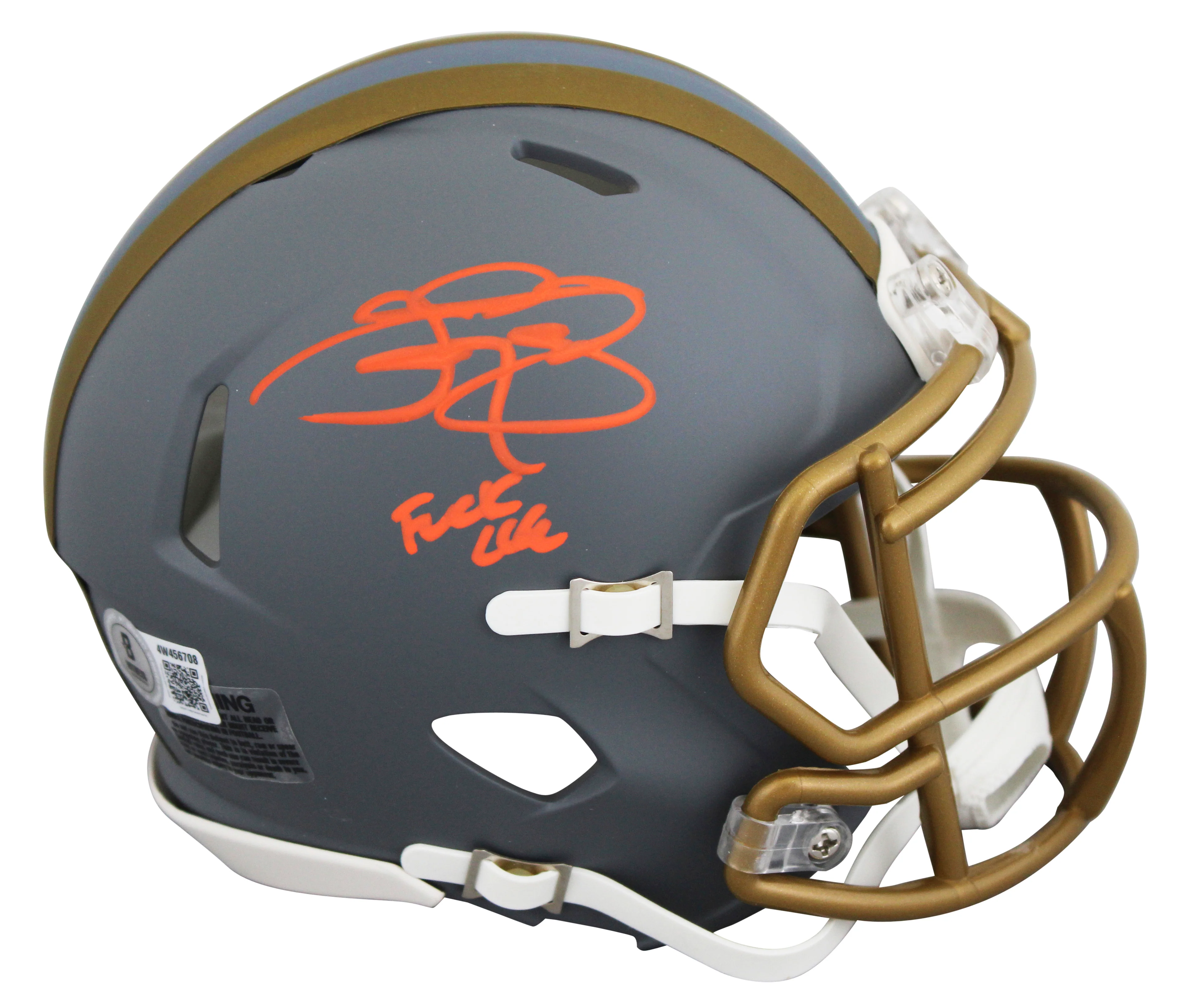 Browns Johnny Manziel "F*** CLE" Signed Slate Speed Mini Helmet BAS Witnessed - Image 2