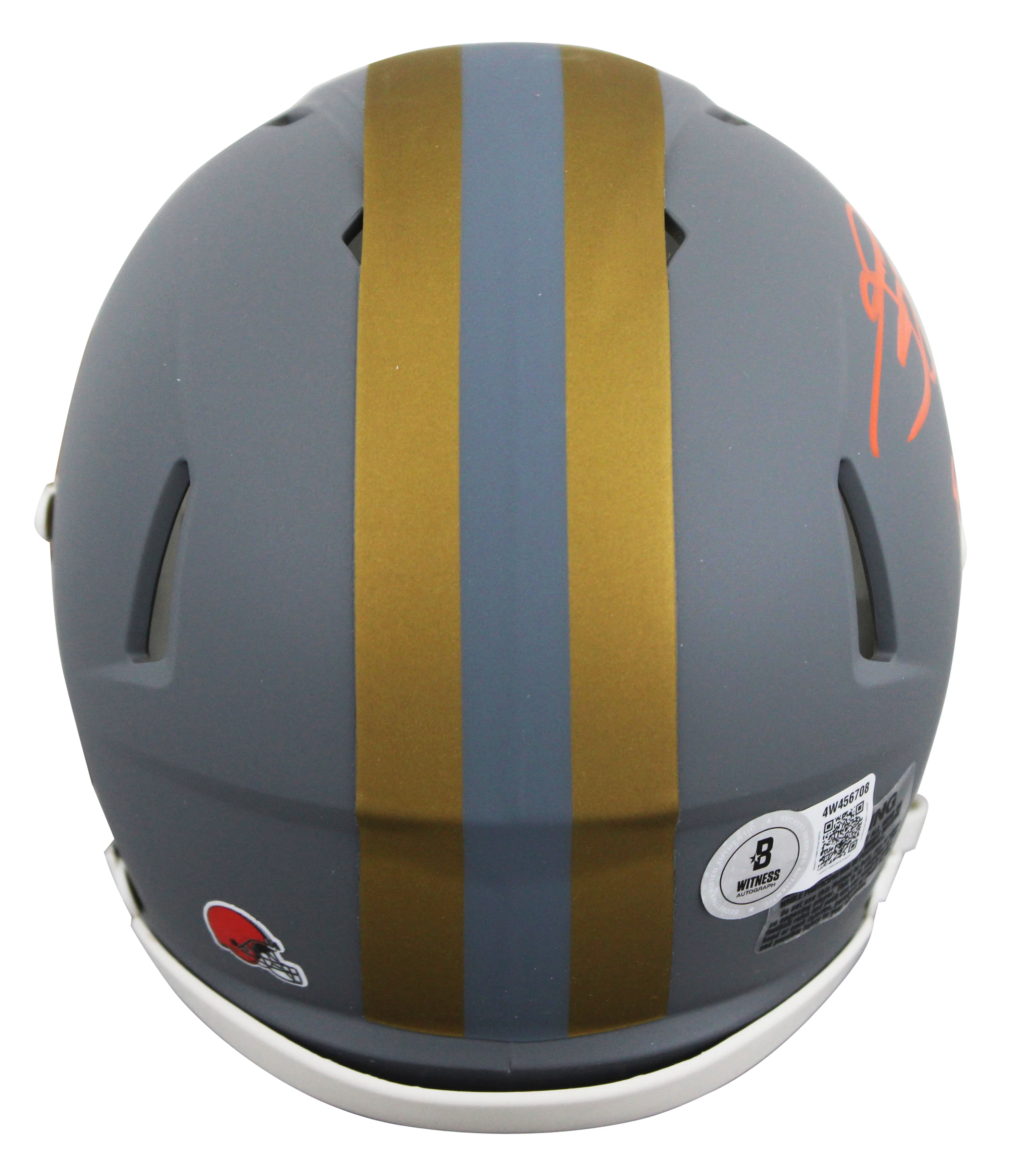 Browns Johnny Manziel "F*** CLE" Signed Slate Speed Mini Helmet BAS Witnessed - Image 3