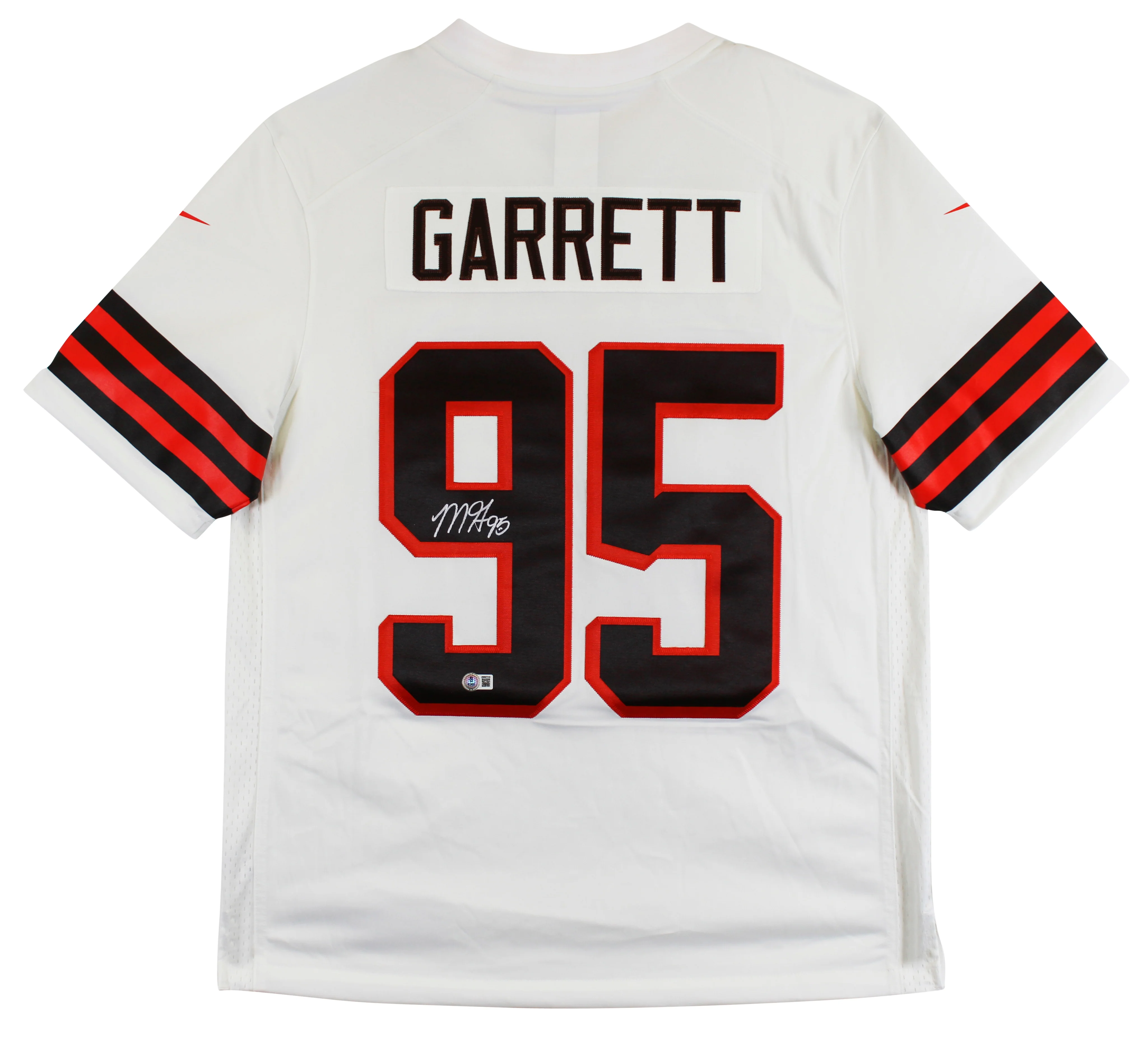 Browns Myles Garrett Authentic Signed White Nike Limited Jersey BAS Witnessed - Image 3