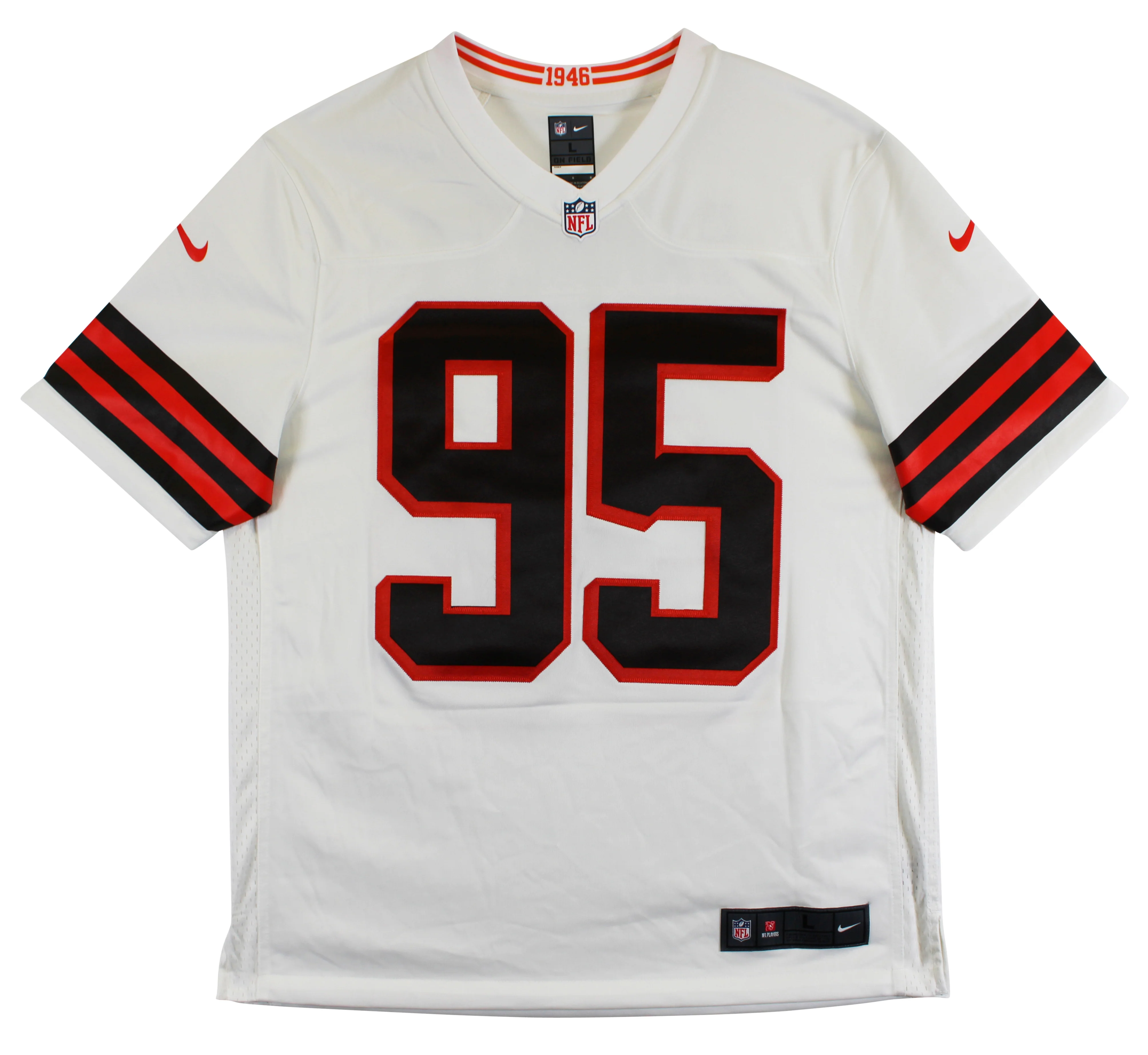 Browns Myles Garrett Authentic Signed White Nike Limited Jersey BAS Witnessed - Image 5