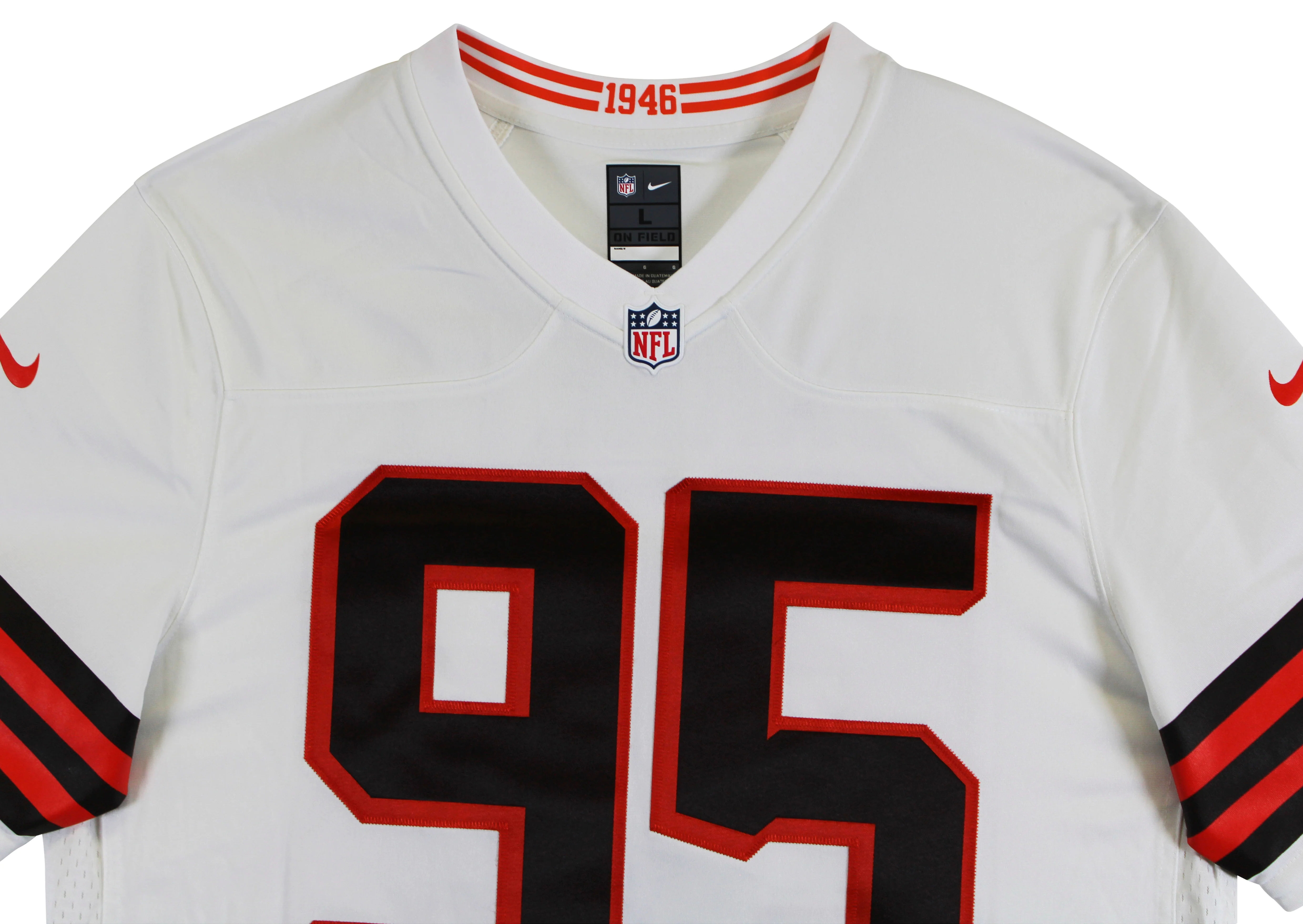 Browns Myles Garrett Authentic Signed White Nike Limited Jersey BAS Witnessed - Image 6