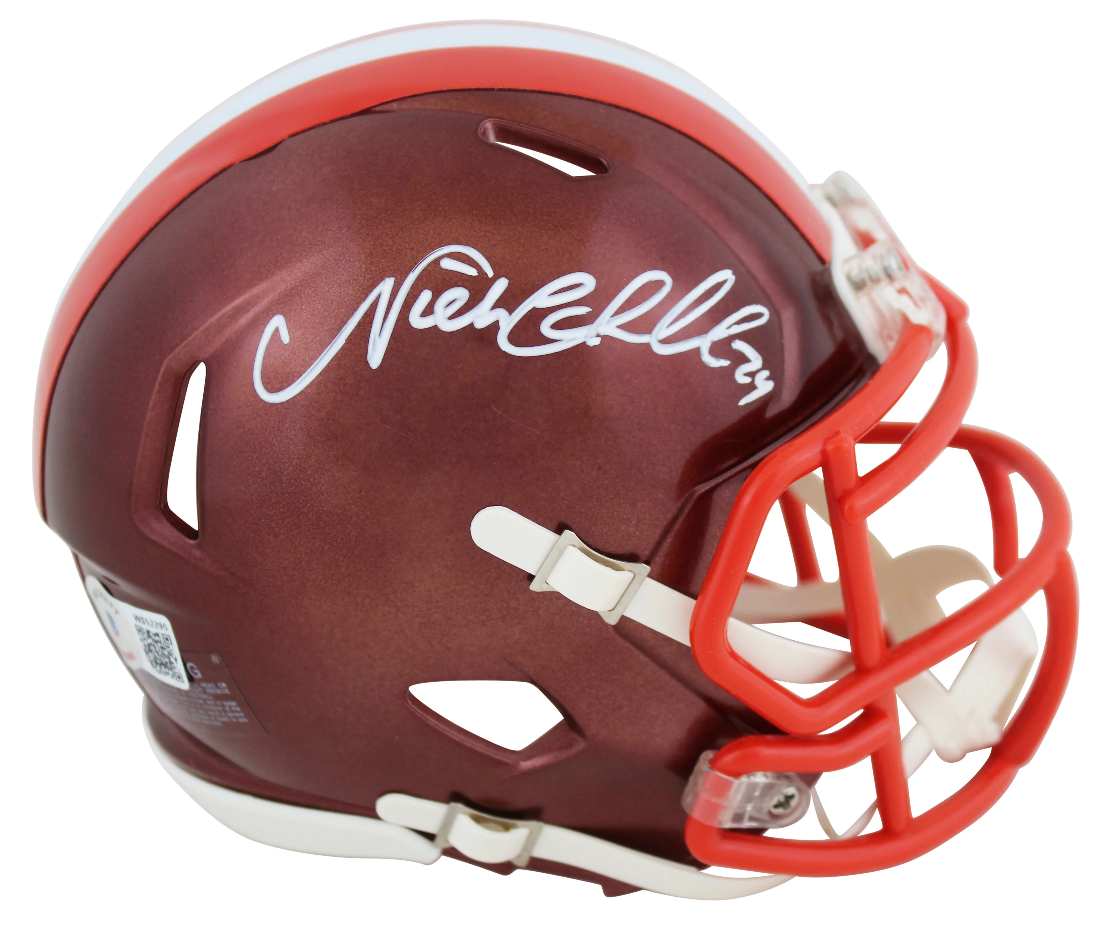 Browns Nick Chubb Authentic Signed Flash Speed Mini Helmet BAS Witnessed - Image 2