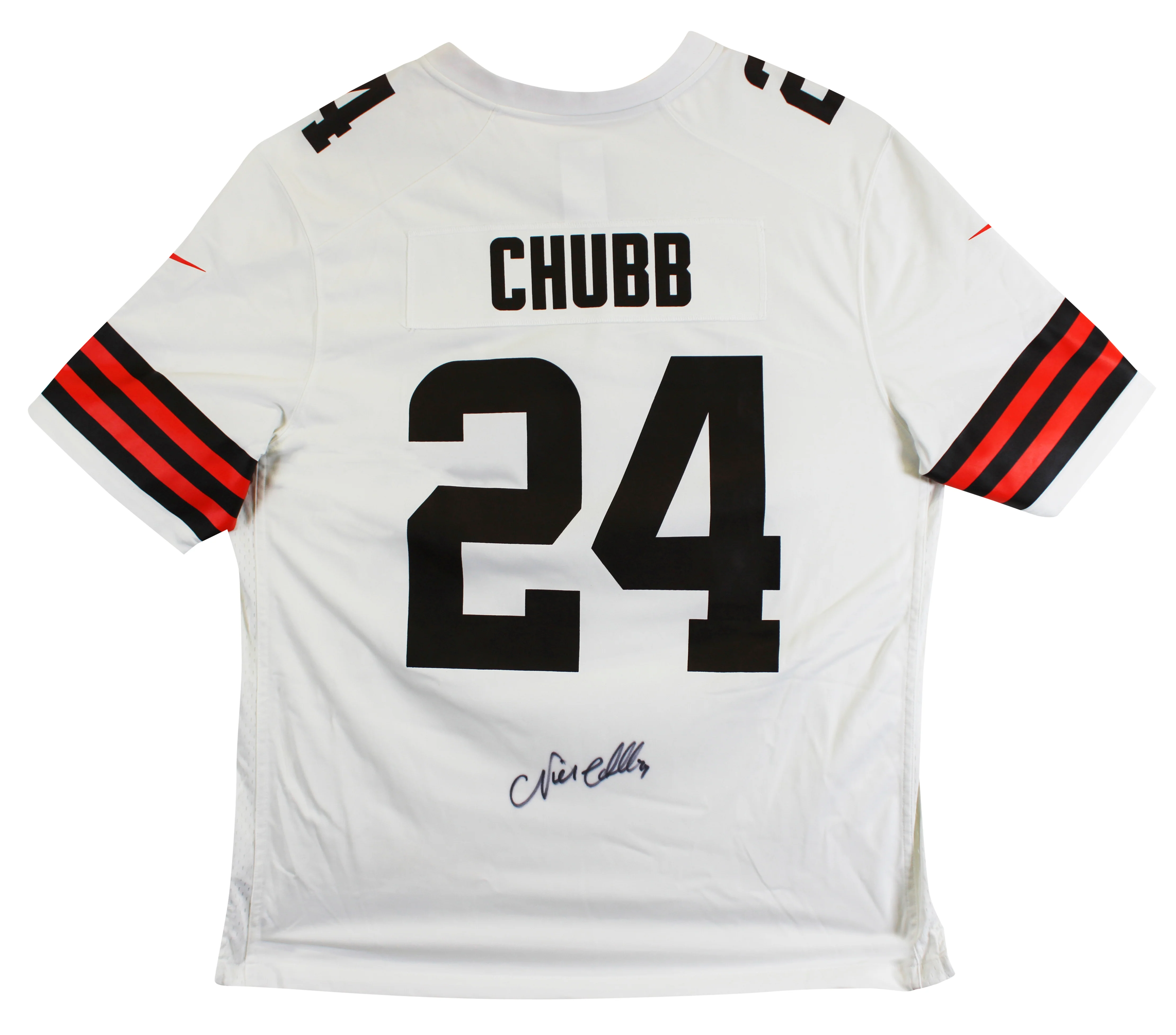 Browns Nick Chubb Authentic Signed White Nike Game Jersey BAS Witness #1W042195 - Image 3