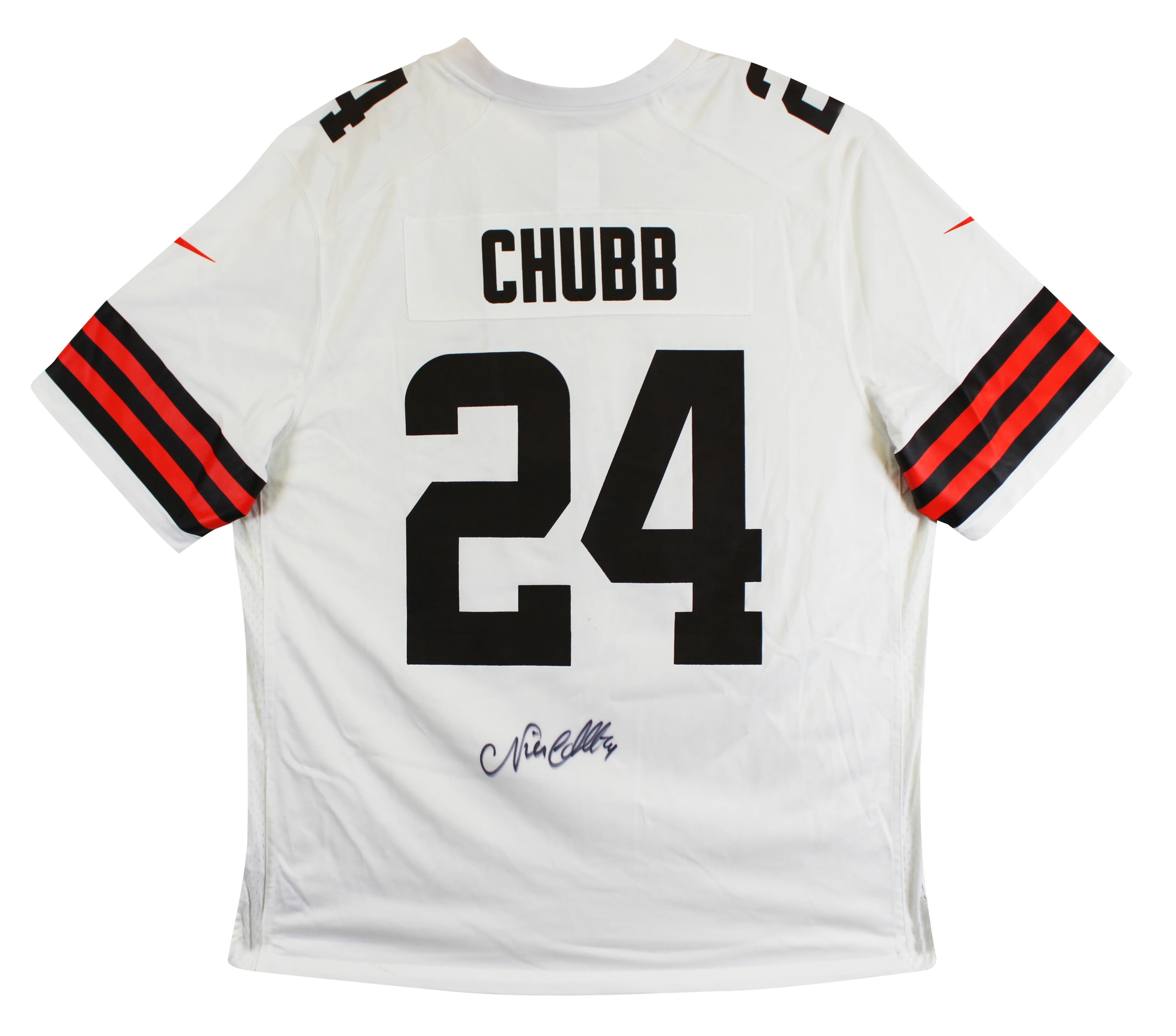 Browns Nick Chubb Authentic Signed White Nike Game Jersey BAS Witness #1W042201 - Image 3