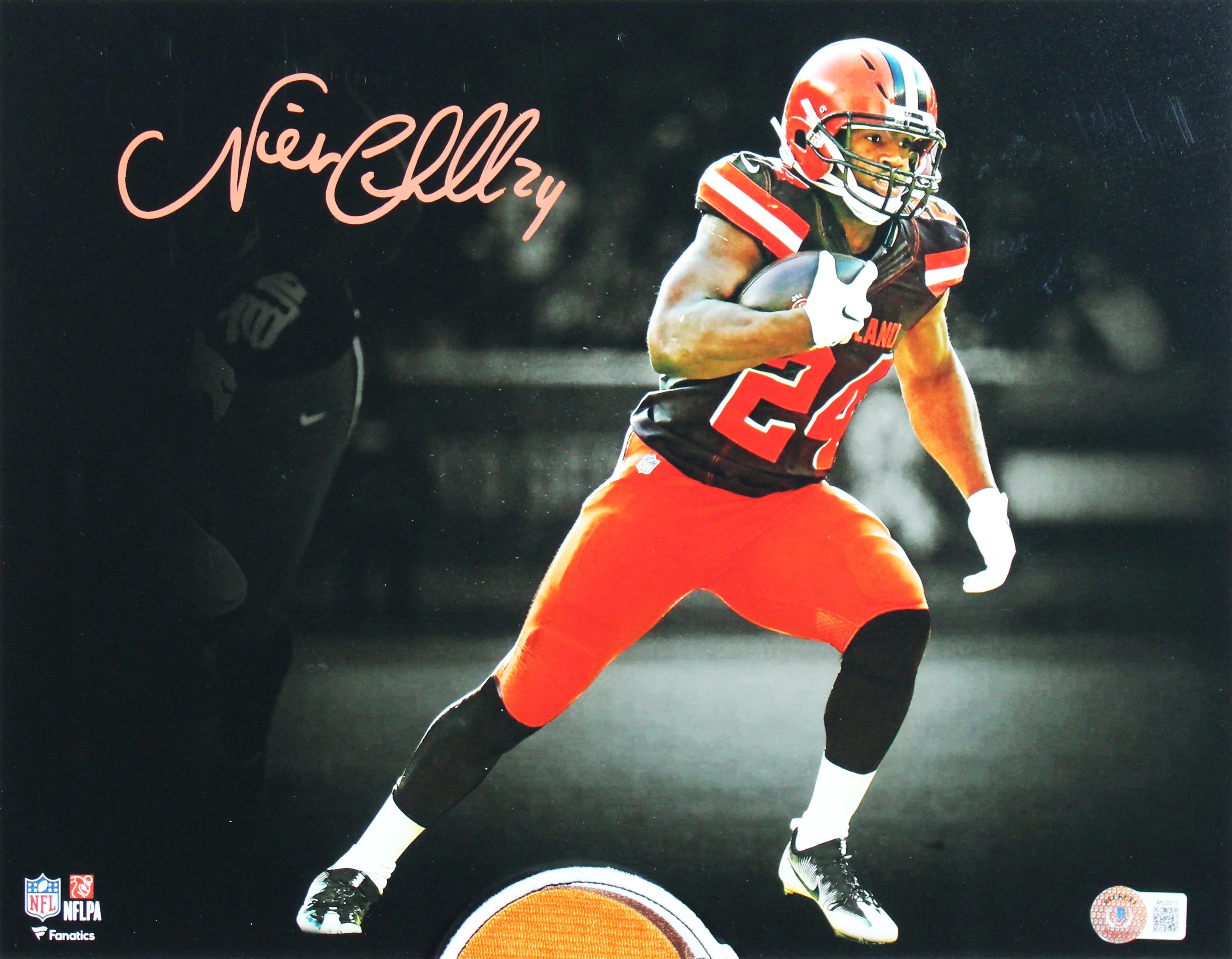 Browns Nick Chubb Signed 11x14 Framed Horizontal Spotlight Photo BAS Witnessed - Image 3