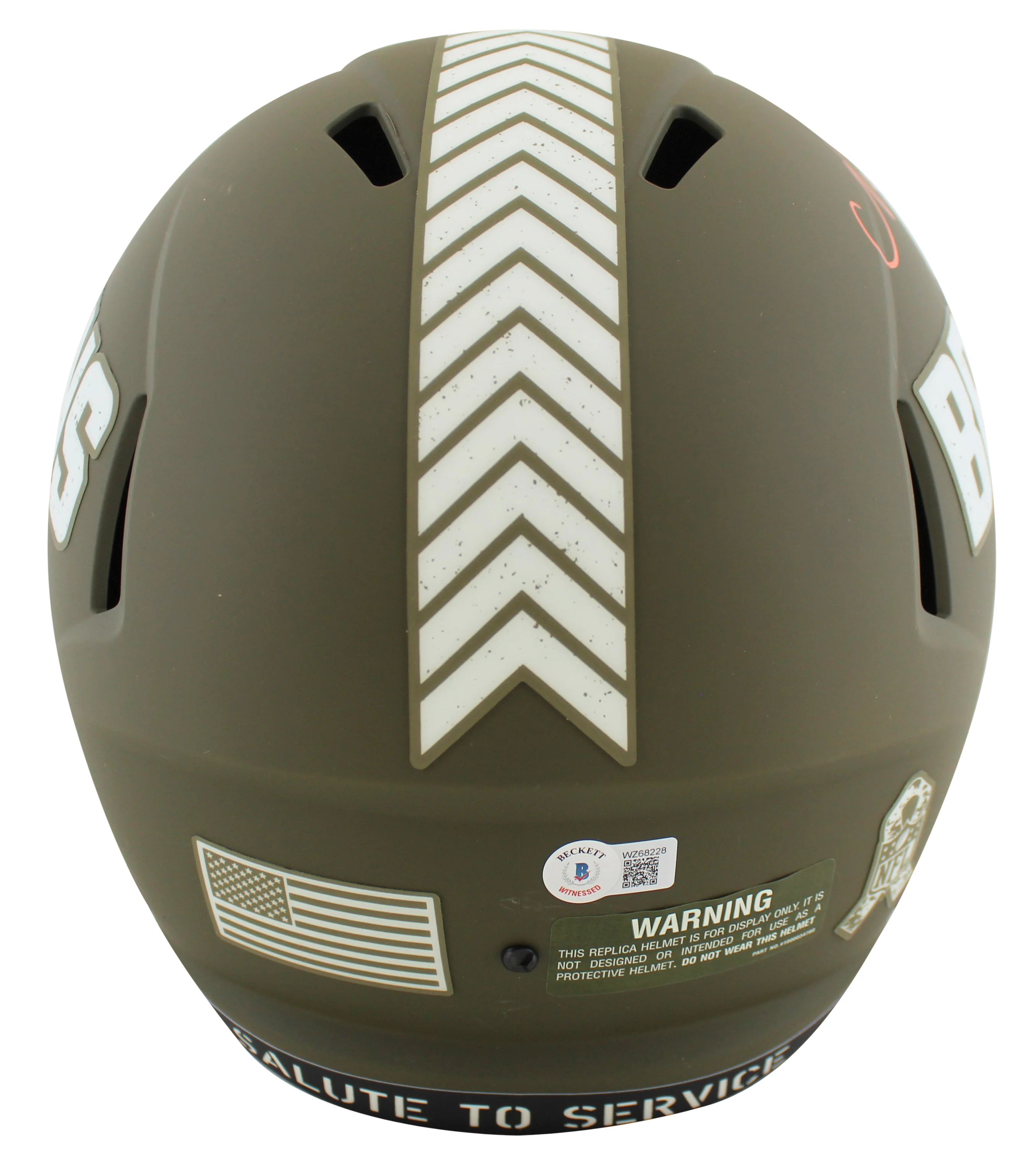 Browns Nick Chubb Signed Salute To Service Full Size Speed Rep Helmet BAS Wit - Image 3