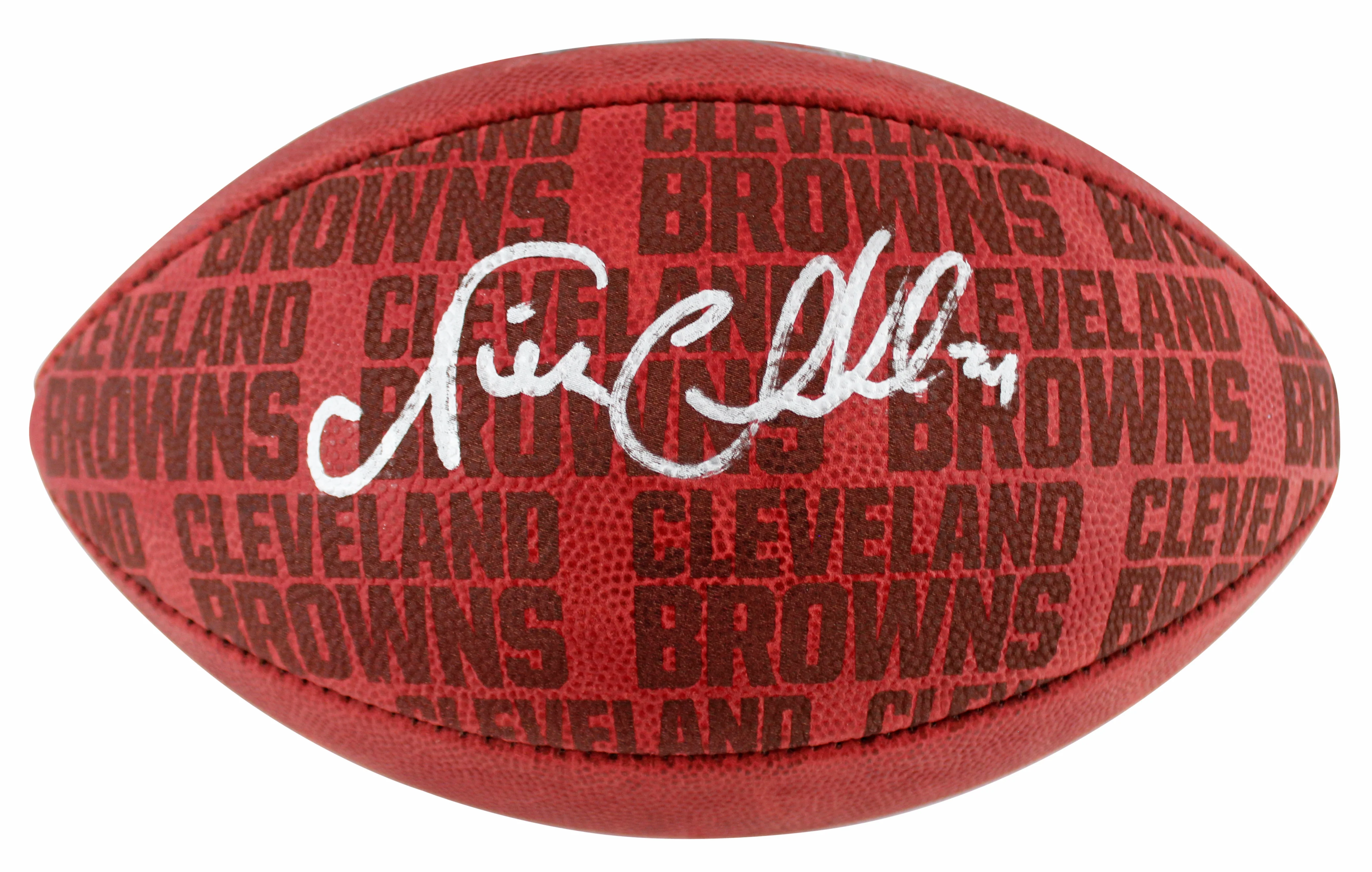 Browns Nick Chubb Signed Wilson "The Duke" Team Showcase Football BAS Witnessed - Image 3