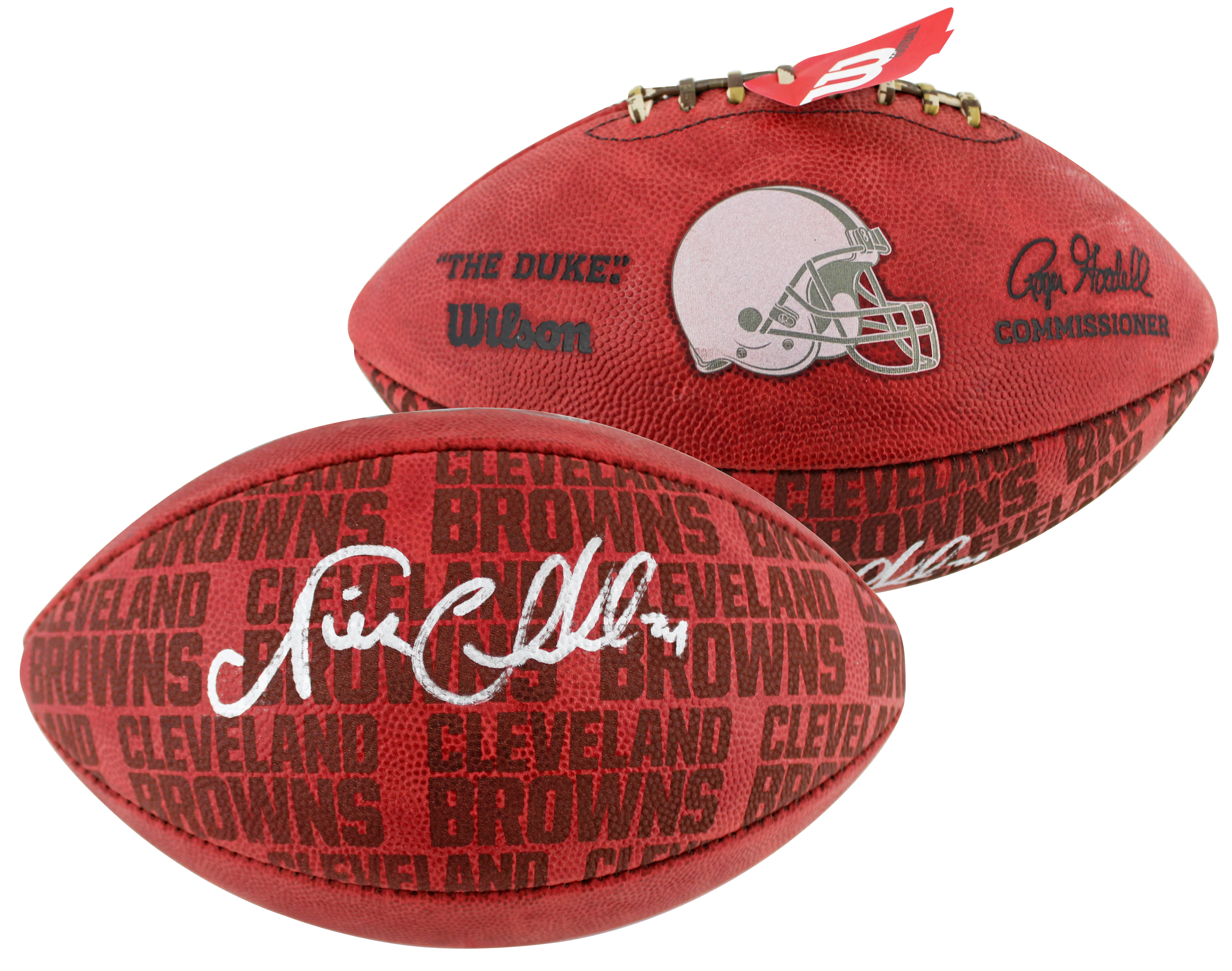 Browns Nick Chubb Signed Wilson "The Duke" Team Showcase Football W/ Case BAS W - Image 3