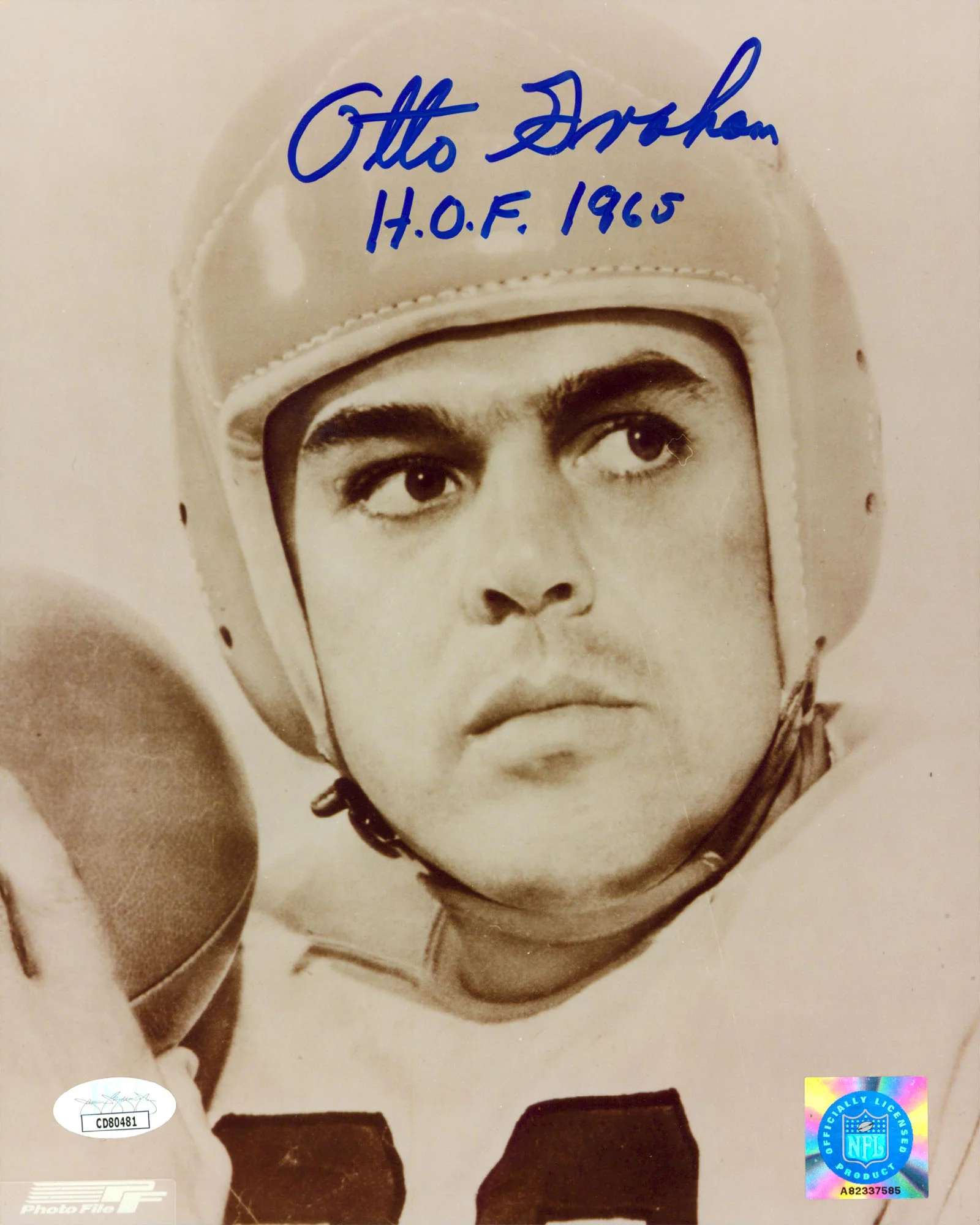 Browns Otto Graham "H.O.F. 1965" Authentic Signed 8x10 Photo JSA #CD80481 - Image 2