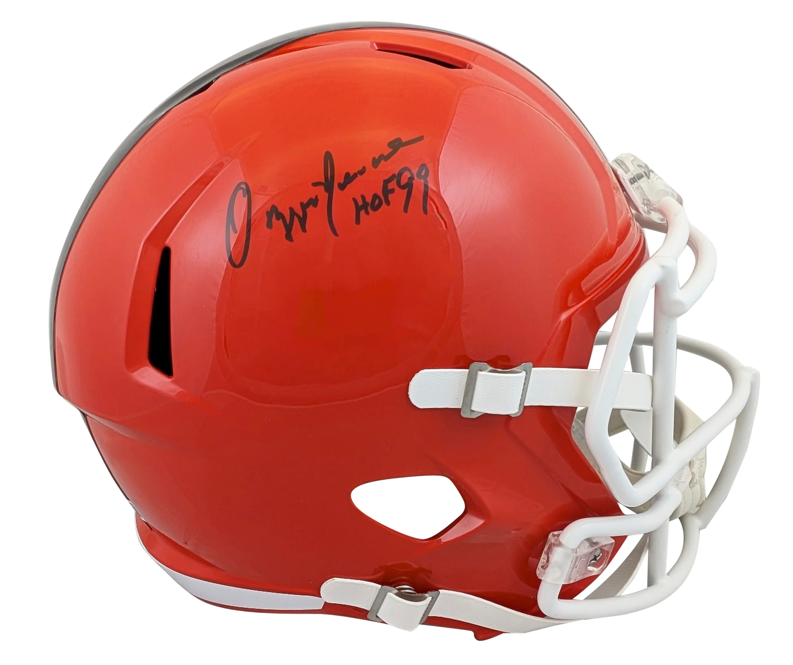 Browns Ozzie Newsome "HOF 99" Signed 2024 Full Size Speed Rep Helmet BAS Witness - Image 2