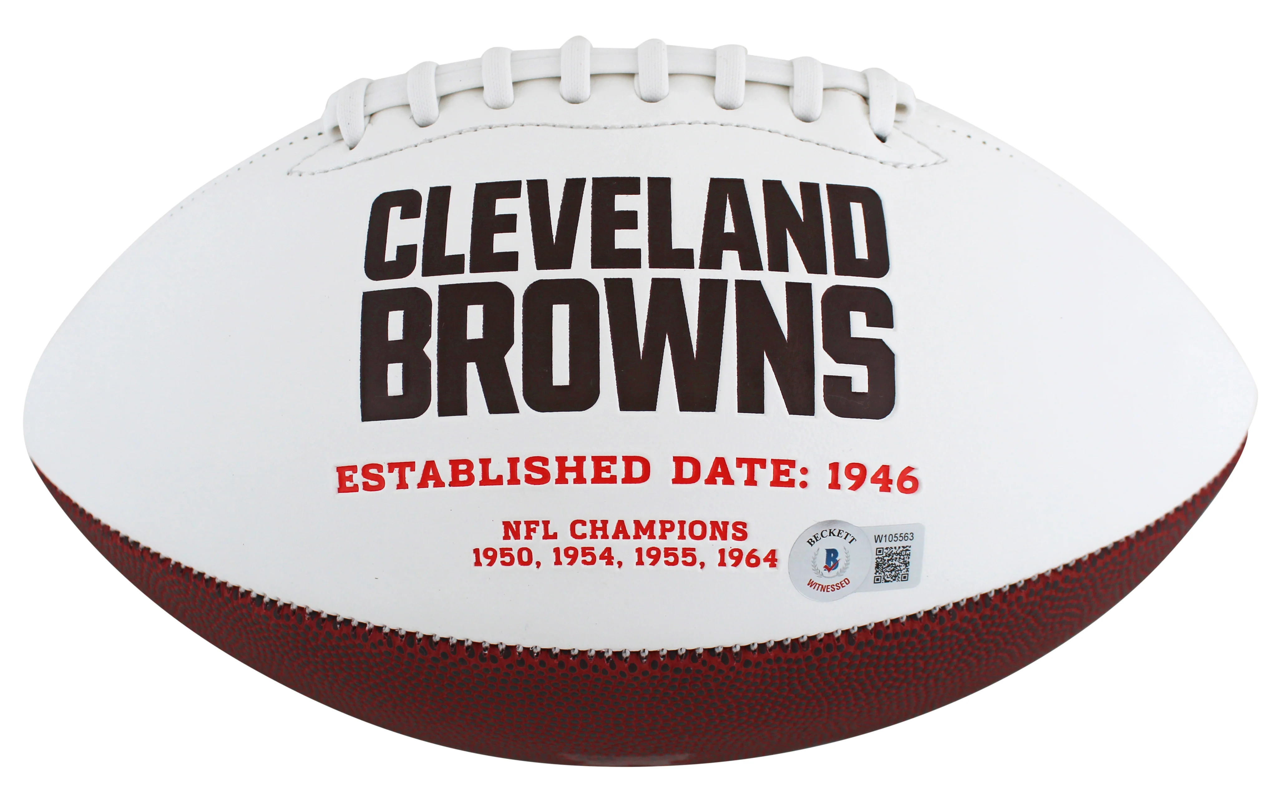 Browns Ozzie Newsome "HOF 99" Signed White Panel Logo Football BAS Witnessed - Image 4