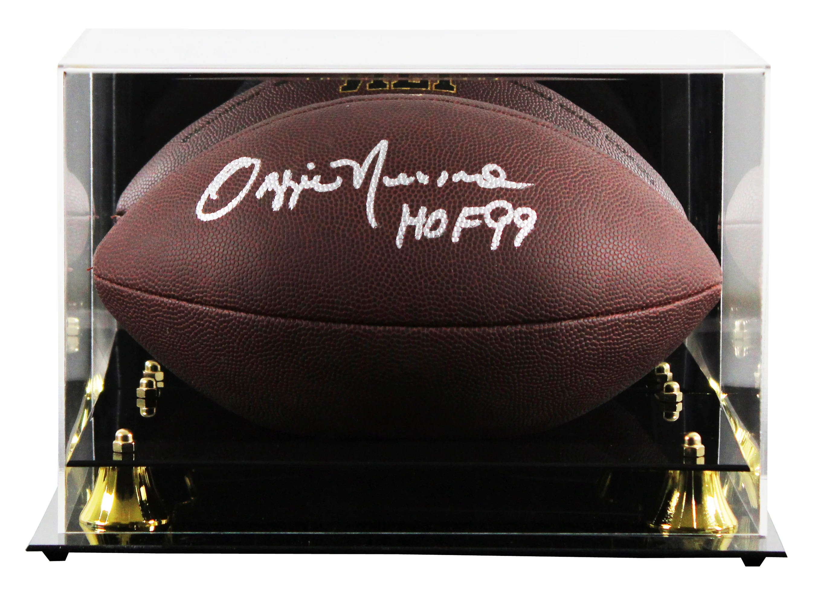 Browns Ozzie Newsome "HOF 99" Signed Wilson Super Grip Football W/ Case BAS Wit