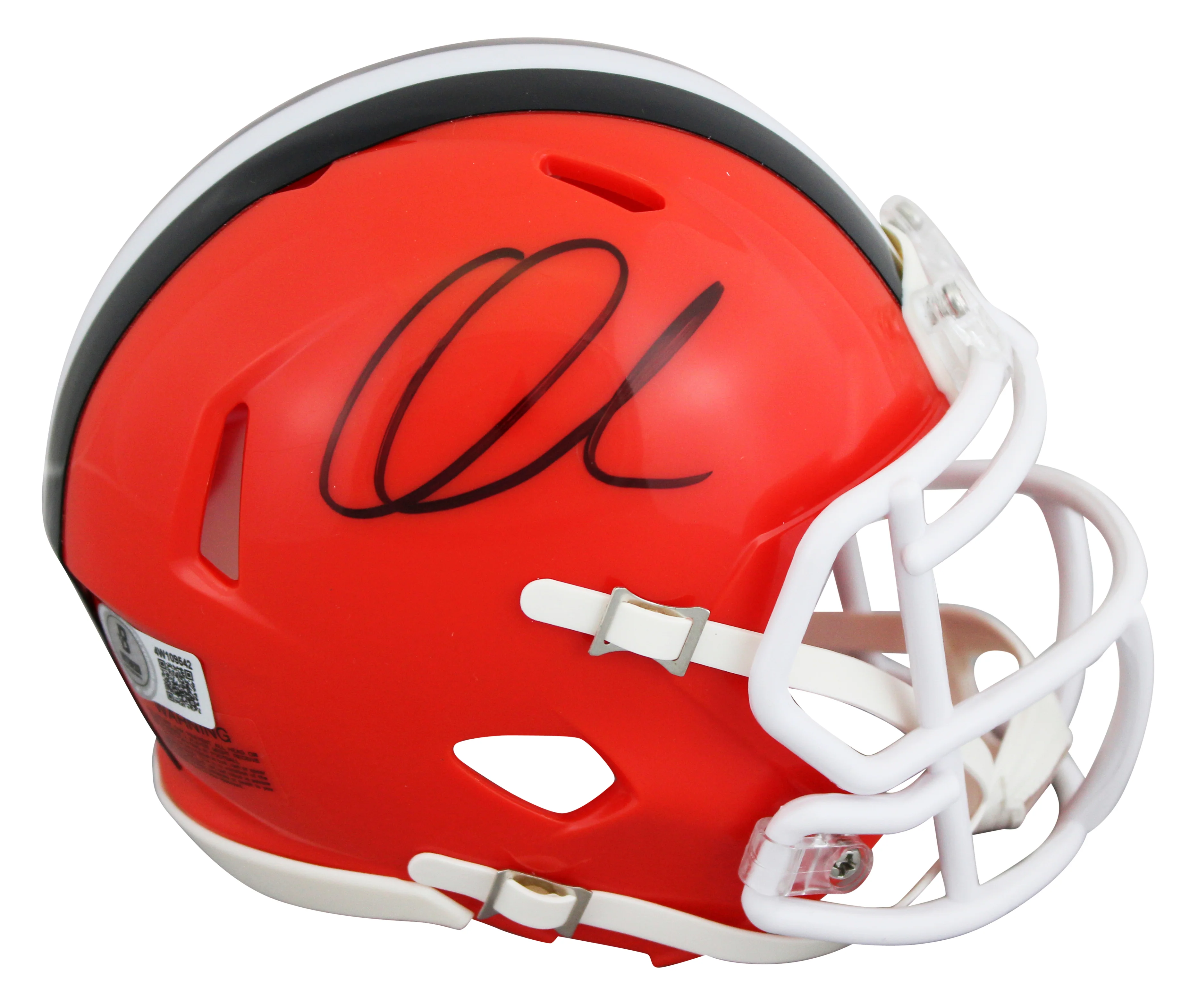 Browns Quinshon Judkins Authentic Signed Speed Mini Helmet BAS Witnessed - Image 2