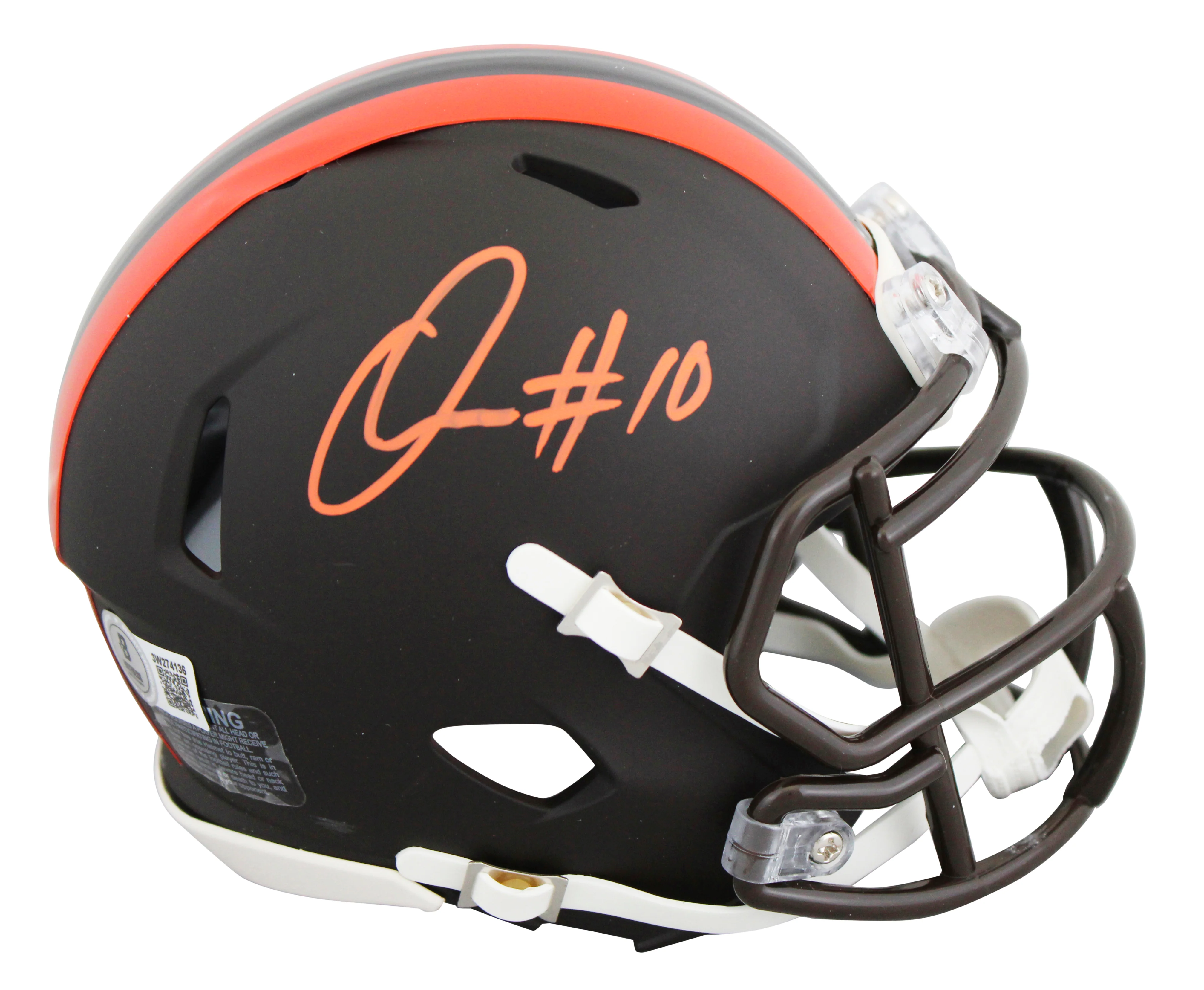 Browns Quinshon Judkins Signed 2025 On-Field Alt Speed Mini Helmet BAS Witnessed