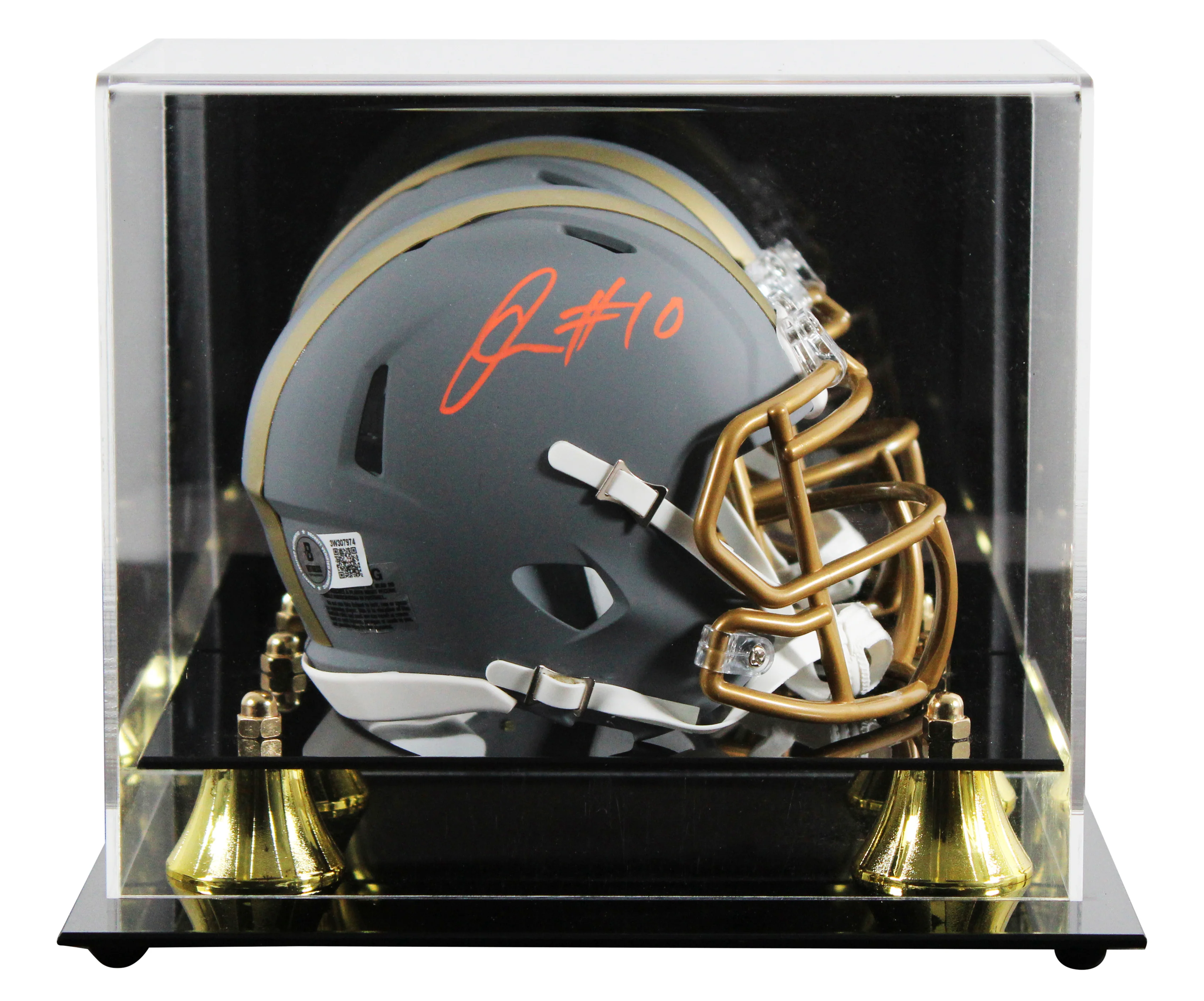Browns Quinshon Judkins Signed Slate Speed Mini Helmet W/ Case BAS Witnessed - Image 2