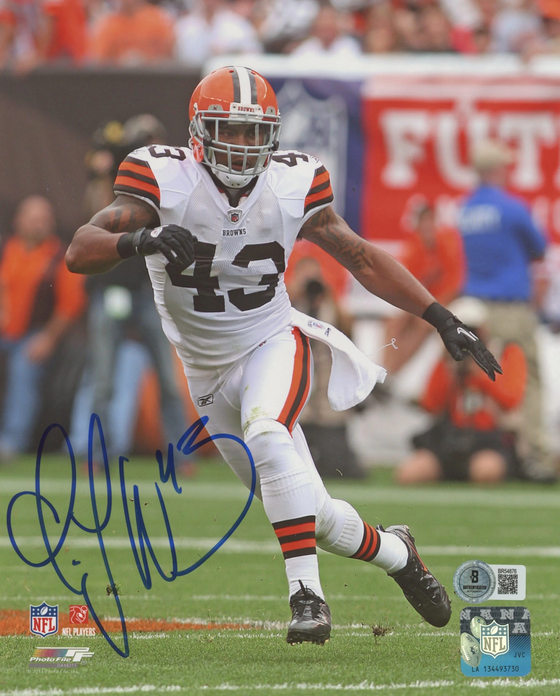 Browns T.J. Ward Authentic Signed 8x10 Photo Autographed BAS #BR54876