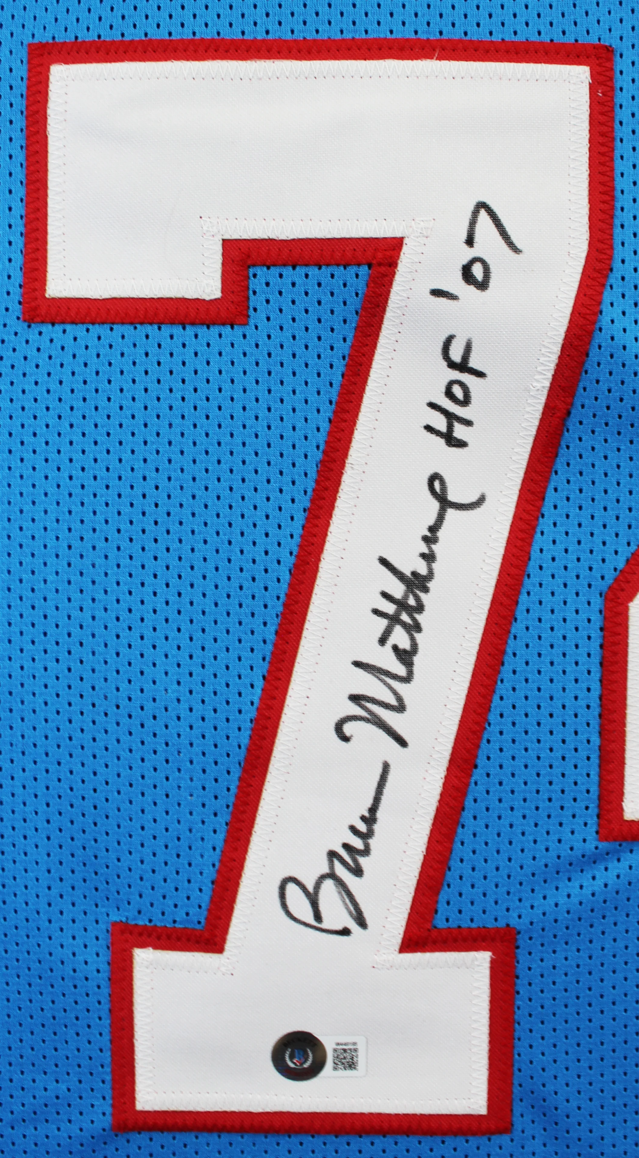 Bruce Matthews "HOF 07" Authentic Signed Light Blue Pro Style Jersey BAS Witness - Image 3