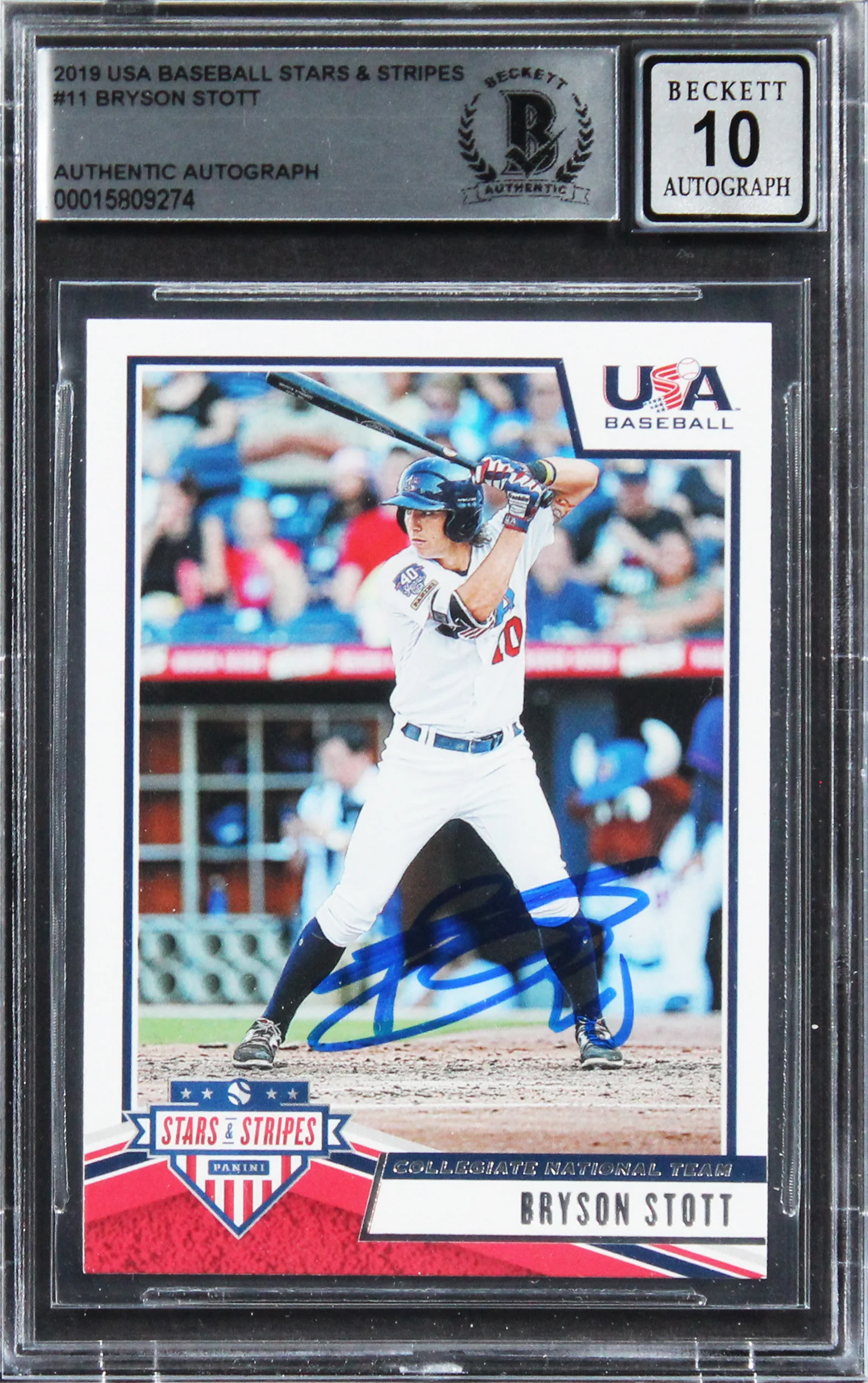 Bryson Scott Signed 2019 USA Baseball Stars & Stripes #11 Card Auto 10! BAS Slab - Image 2