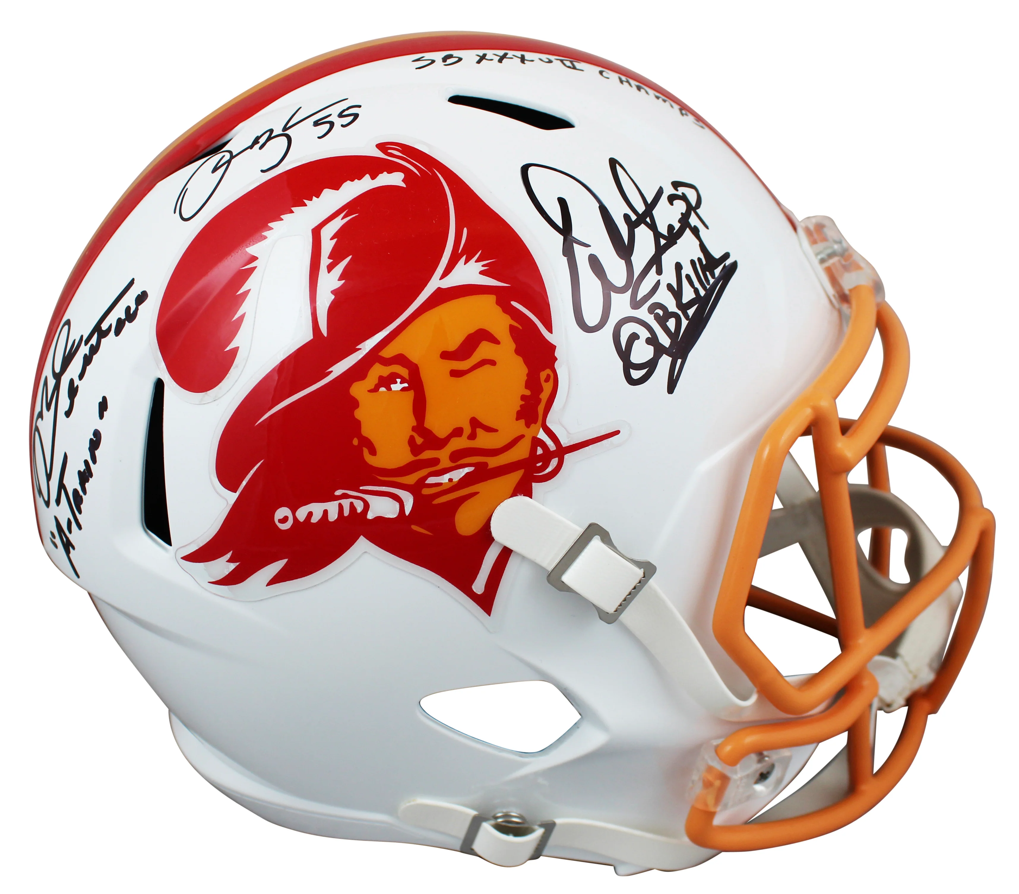 Buccaneers (3) Sapp, Alstott, Brooks Signed TB F/S Speed Rep Helmet BAS Witness - Image 2