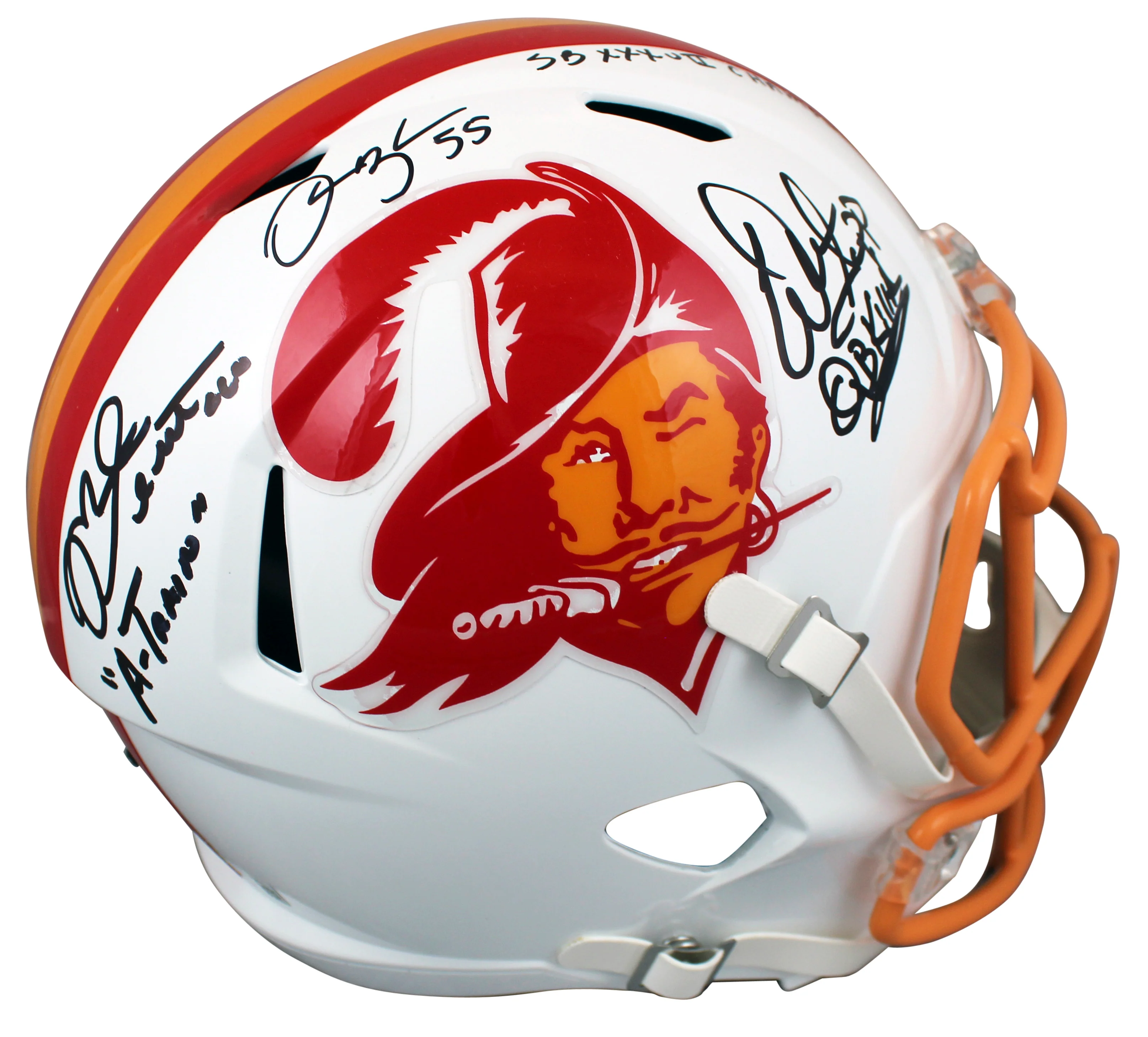 Buccaneers (3) Sapp, Alstott, Brooks Signed TB F/S Speed Rep Helmet BAS Witness - Image 3