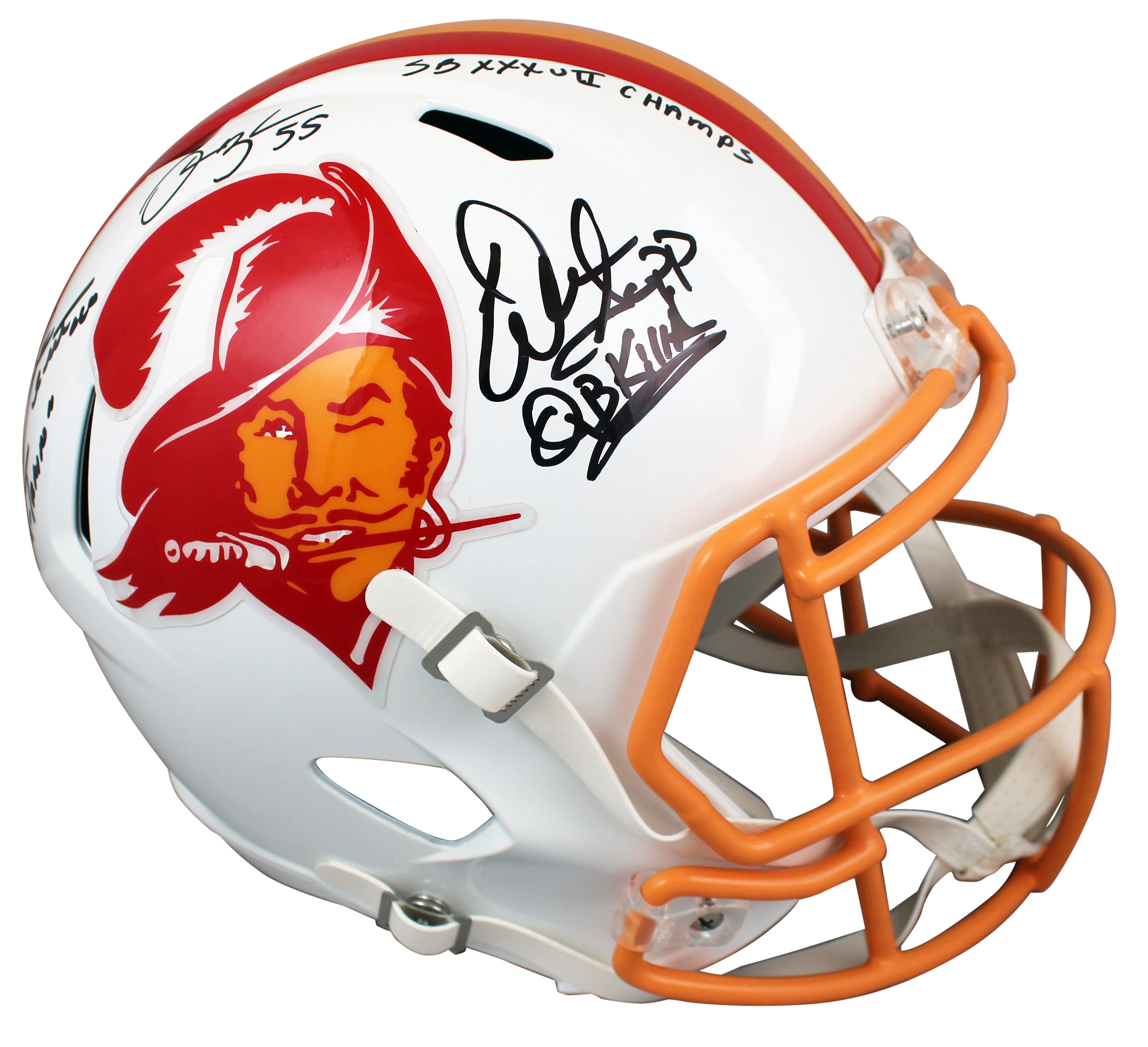 Buccaneers (3) Sapp, Alstott, Brooks Signed TB F/S Speed Rep Helmet BAS Witness - Image 4