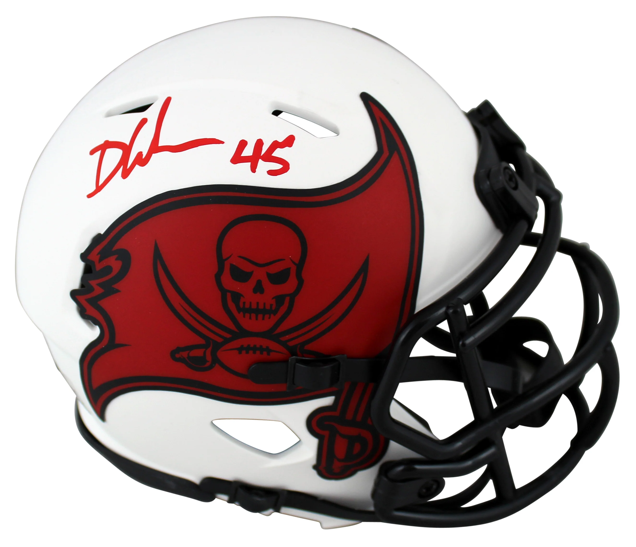 Buccaneers Devin White Authentic Signed Lunar Speed Mini Helmet BAS Witnessed - Image 2