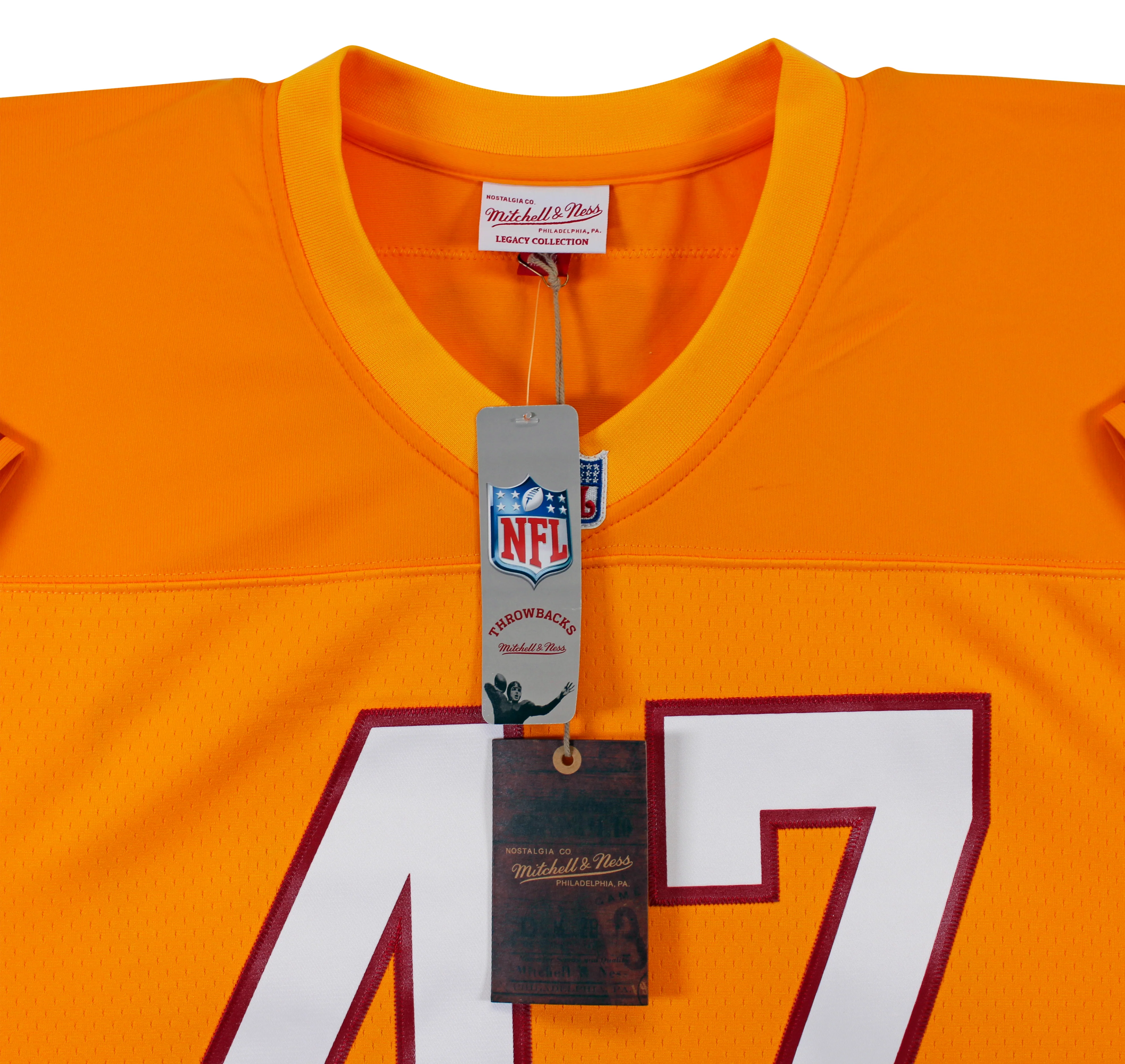 Buccaneers John Lynch "3x Insc" Signed Orange M&N TB Jersey BAS Witnessed - Image 7