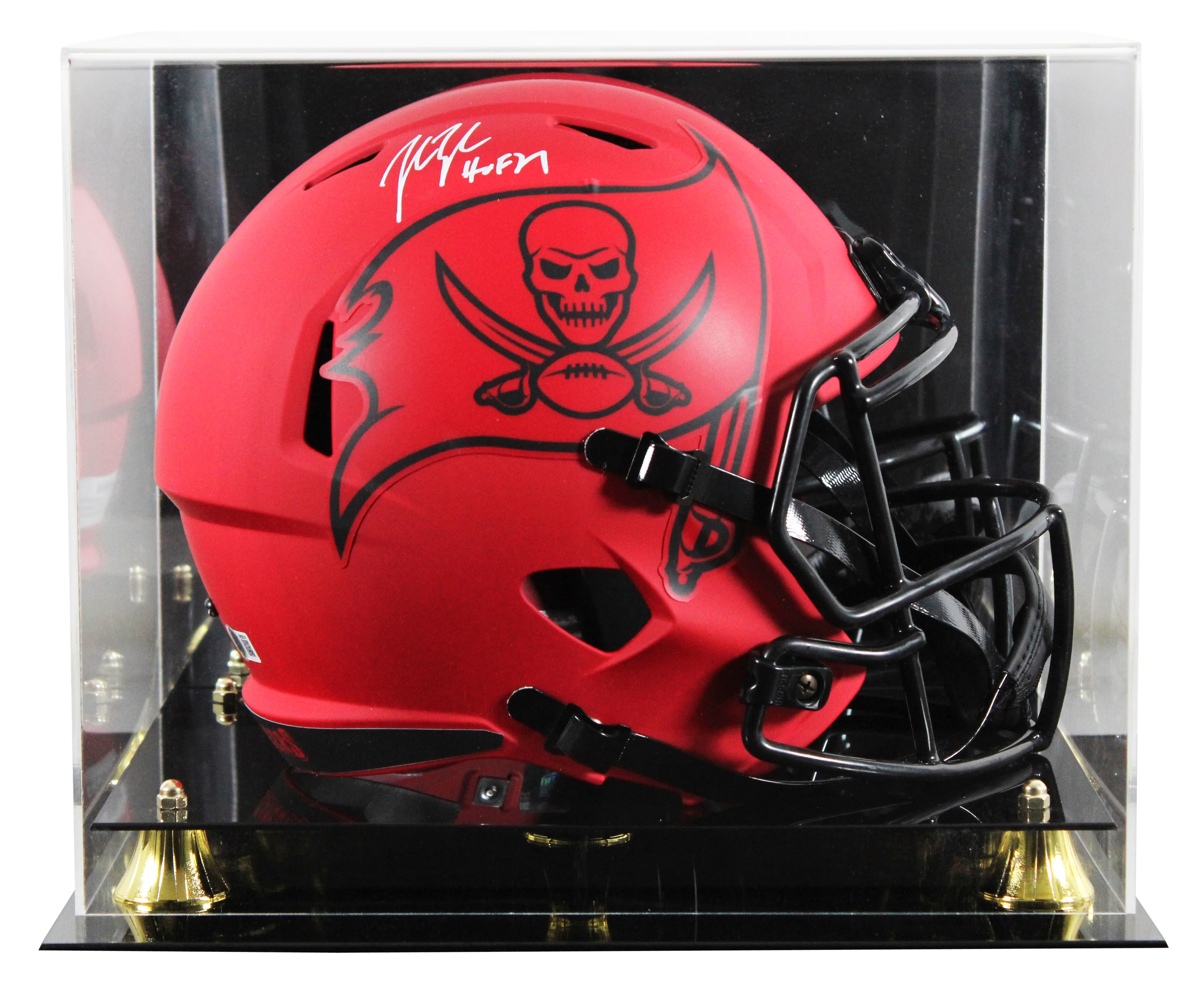 Buccaneers John Lynch "HOF 21" Signed Rave F/S Speed Rep Helmet W/ Case BAS Wit