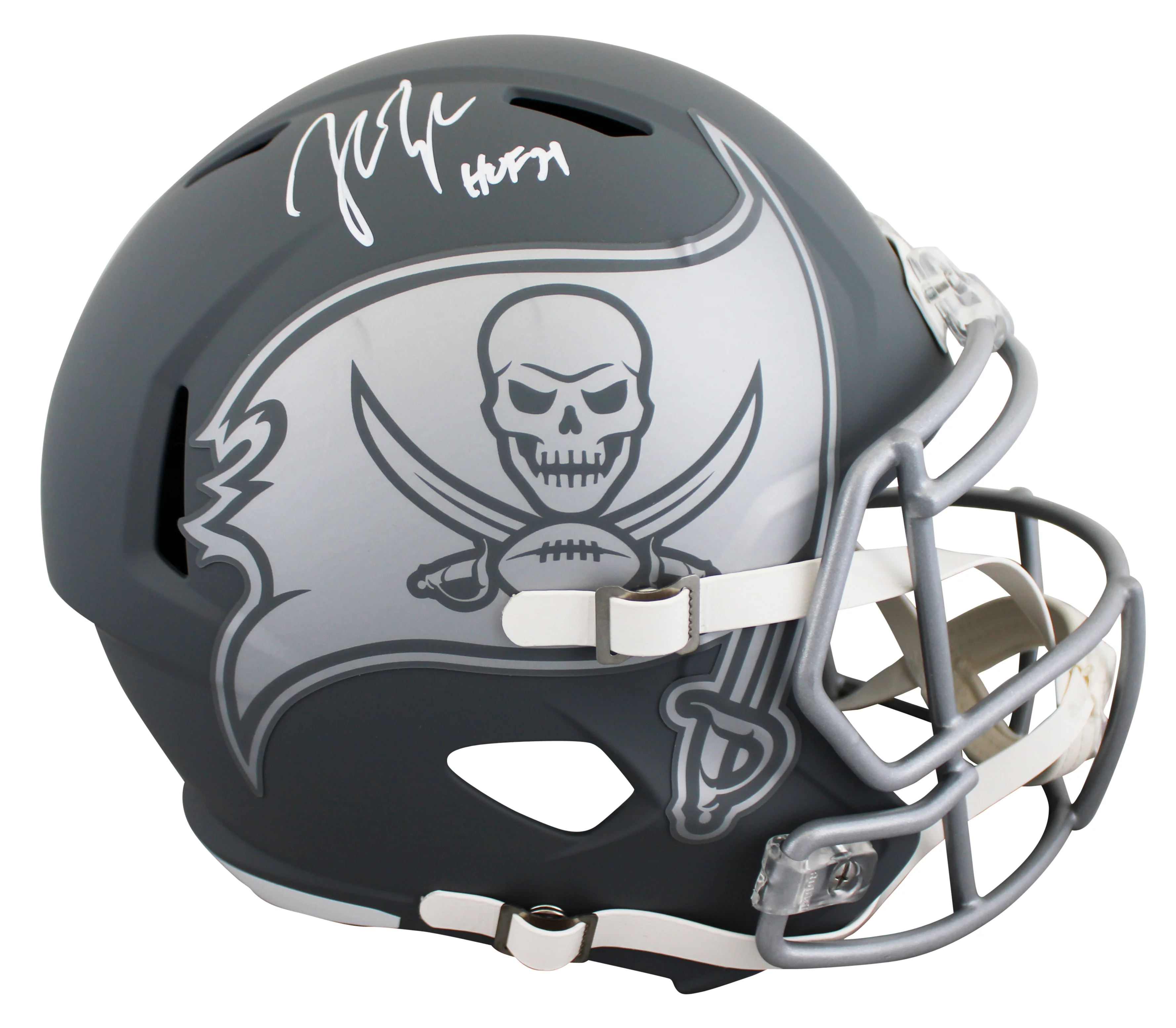 Buccaneers John Lynch "HOF 21" Signed Slate F/S Speed Rep Helmet W/ Case BAS Wit - Image 3