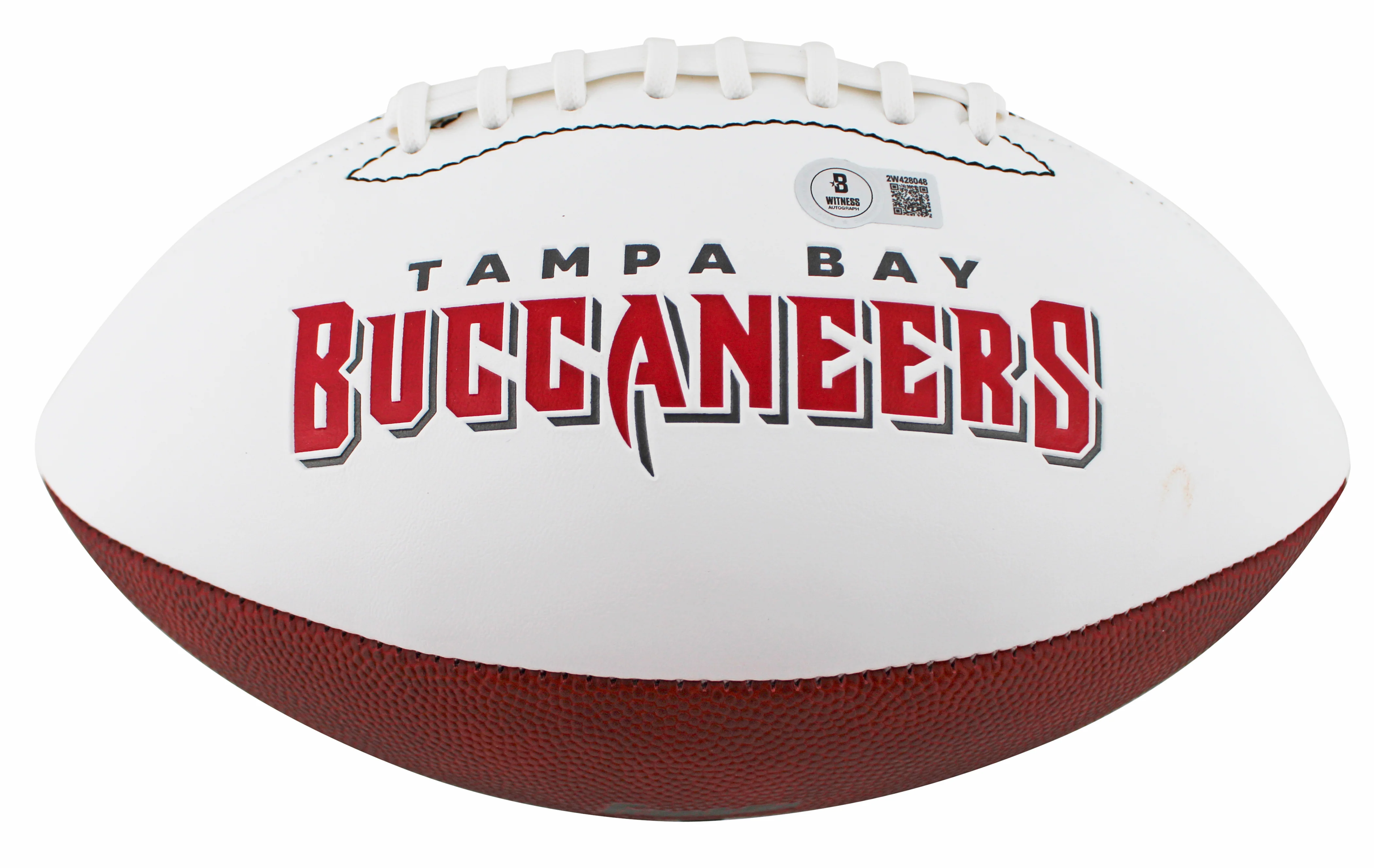 Buccaneers John Lynch Signed Rawlings White Panel Logo Football BAS W #2W428048 - Image 4