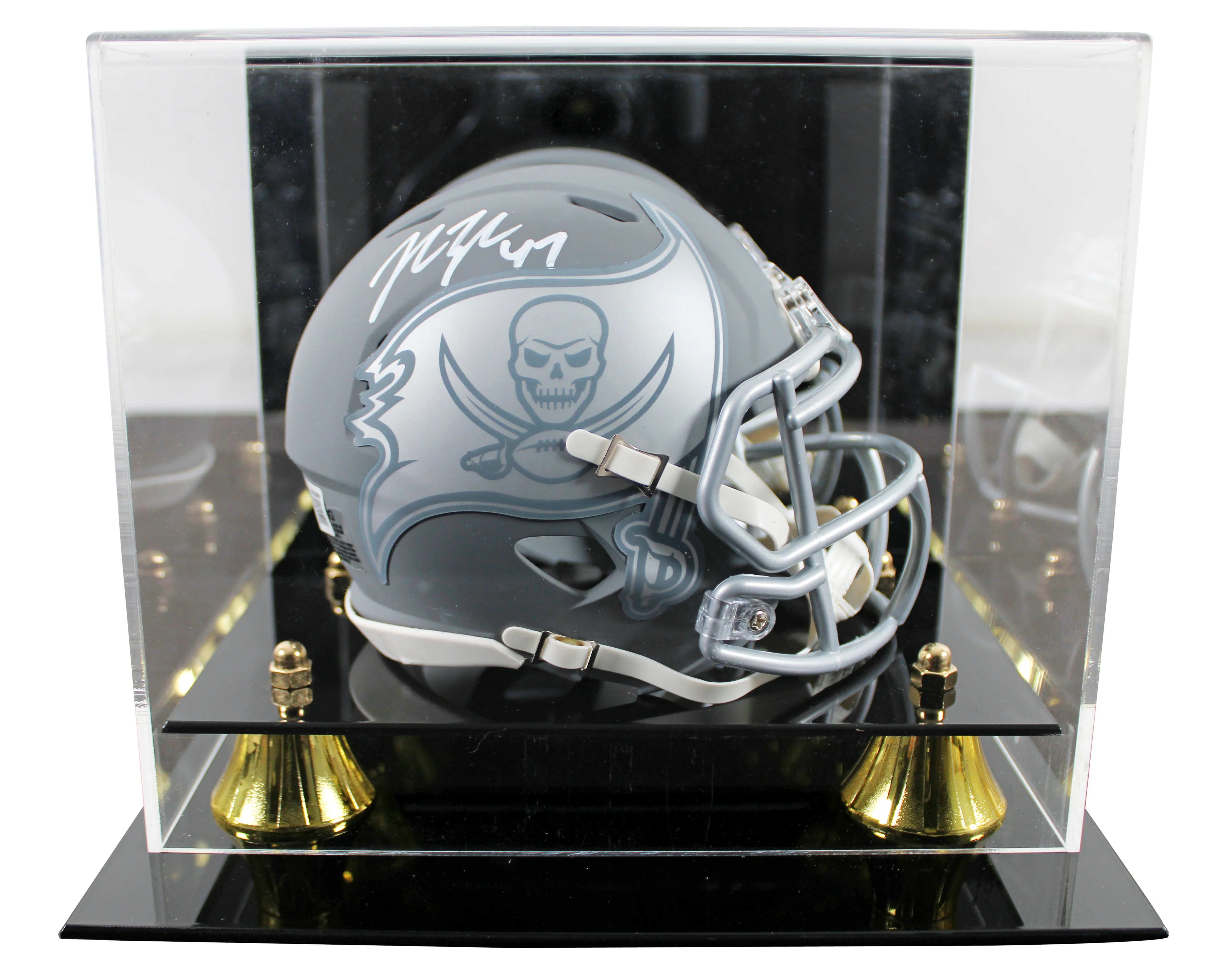 Buccaneers John Lynch Signed Slate Speed Mini Helmet W/ Case BAS Witnessed - Image 2