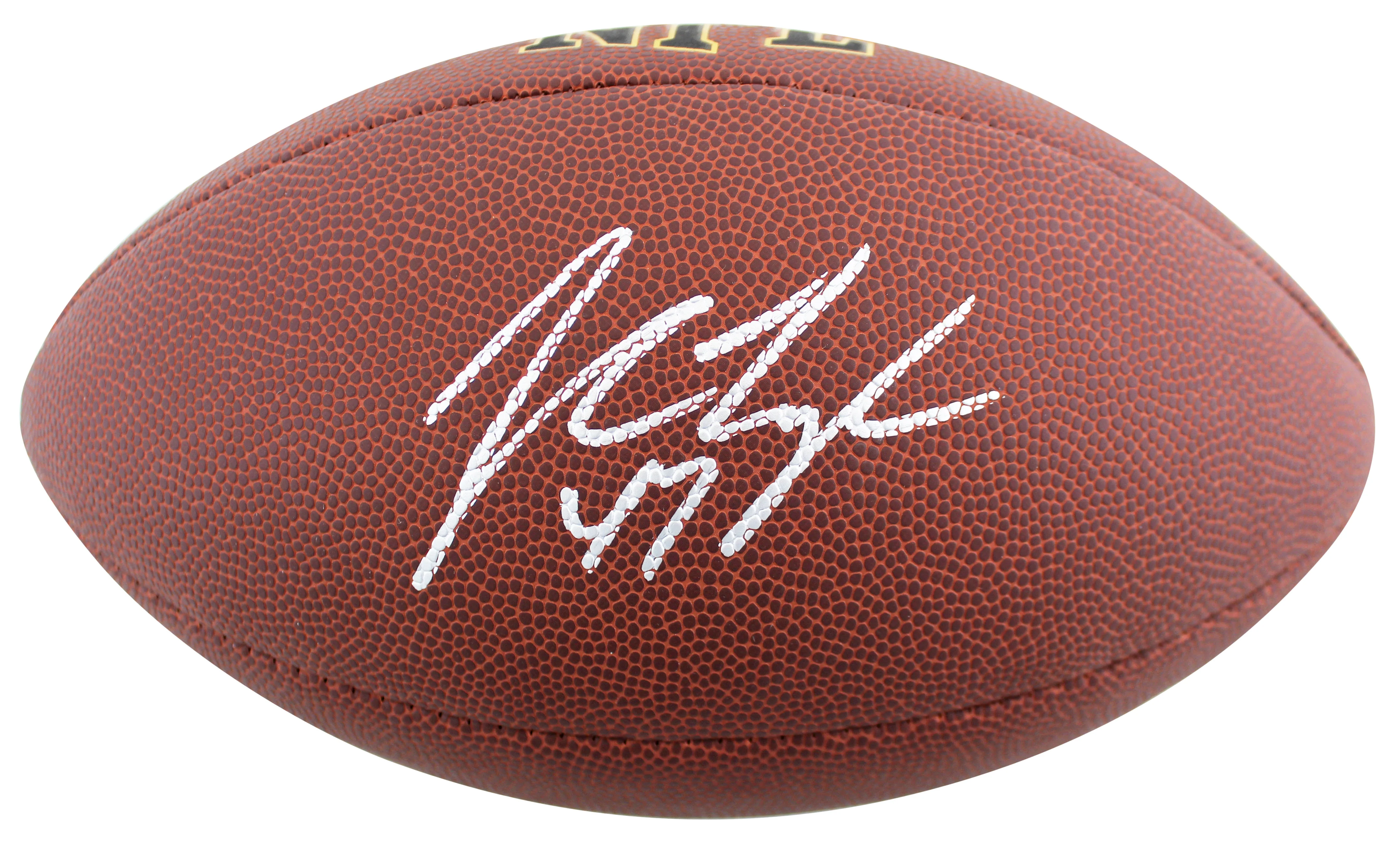 Buccaneers John Lynch Signed Wilson Super Grip Football w/ Case BAS Witnessed - Image 4