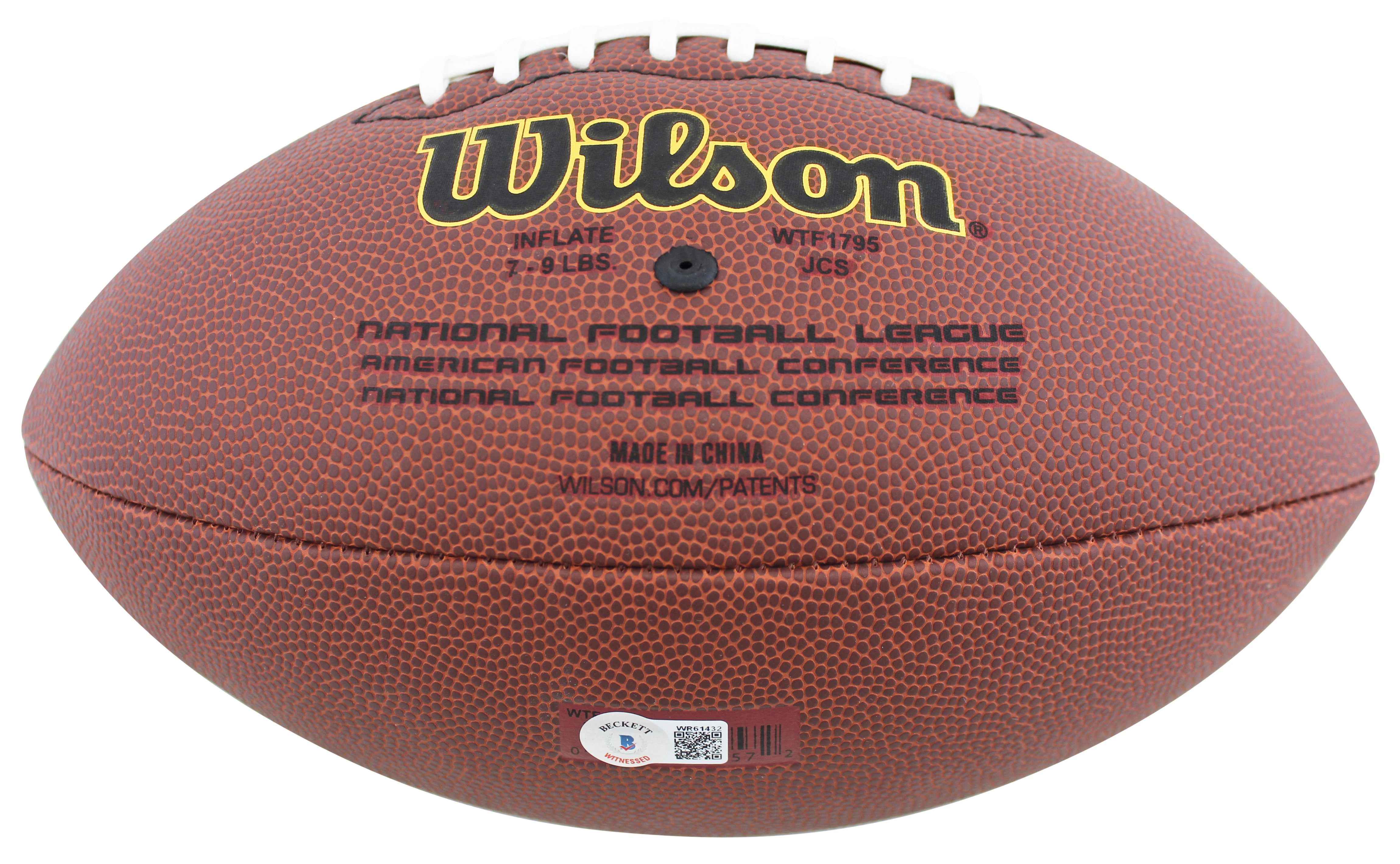 Buccaneers John Lynch Signed Wilson Super Grip Football w/ Case BAS Witnessed - Image 6